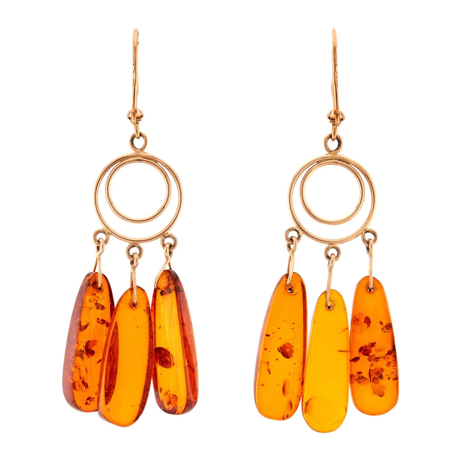 Estate 18k Amber Dangle Earrings - Image 3