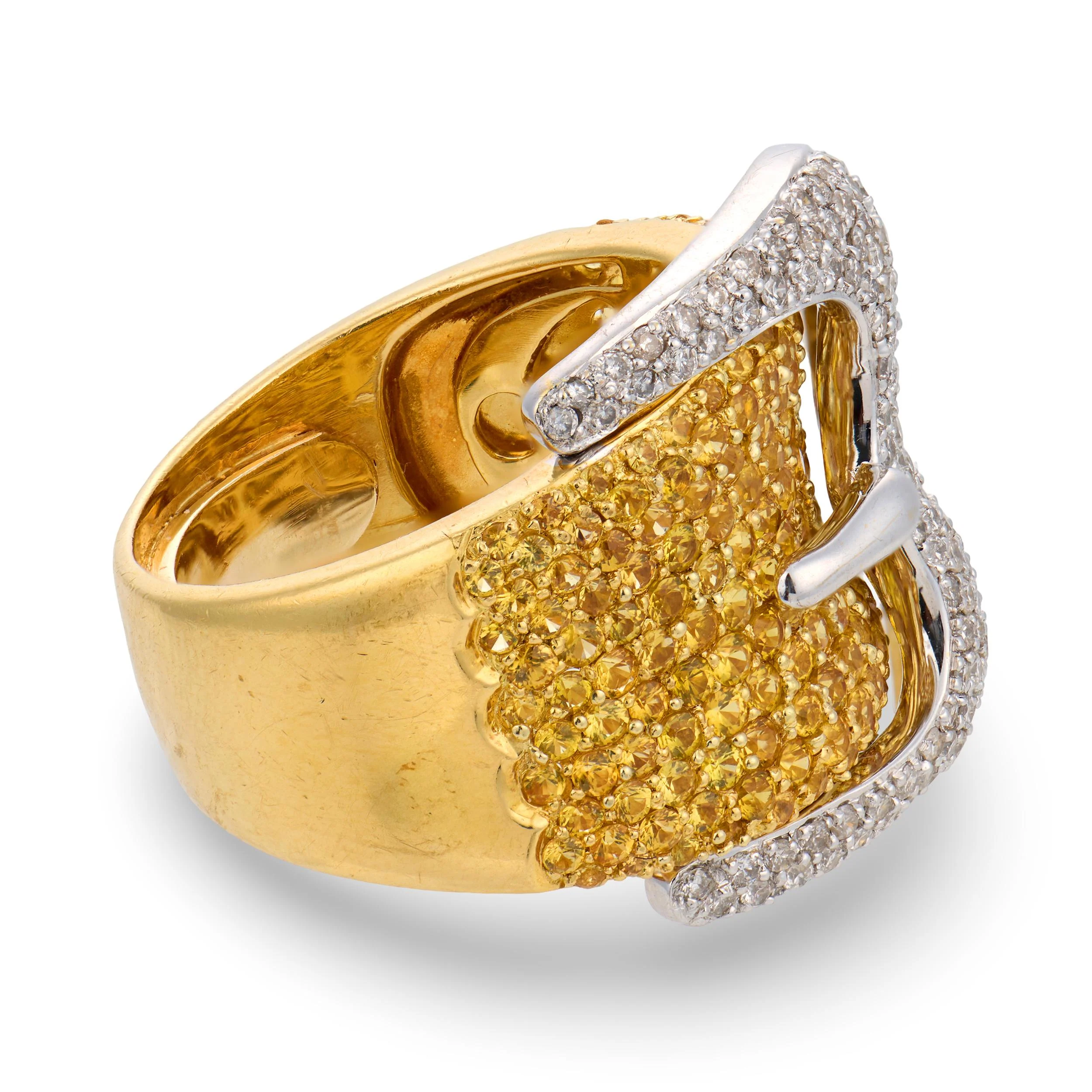 Estate 18k Diamond Buckle Ring - Image 4