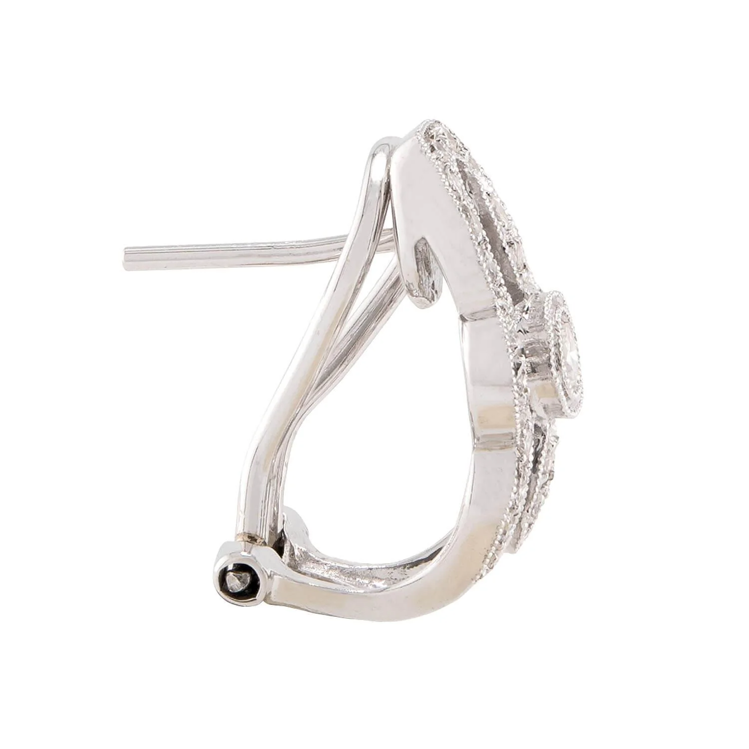 Estate 18k Diamond Huggie Earrings - Image 2