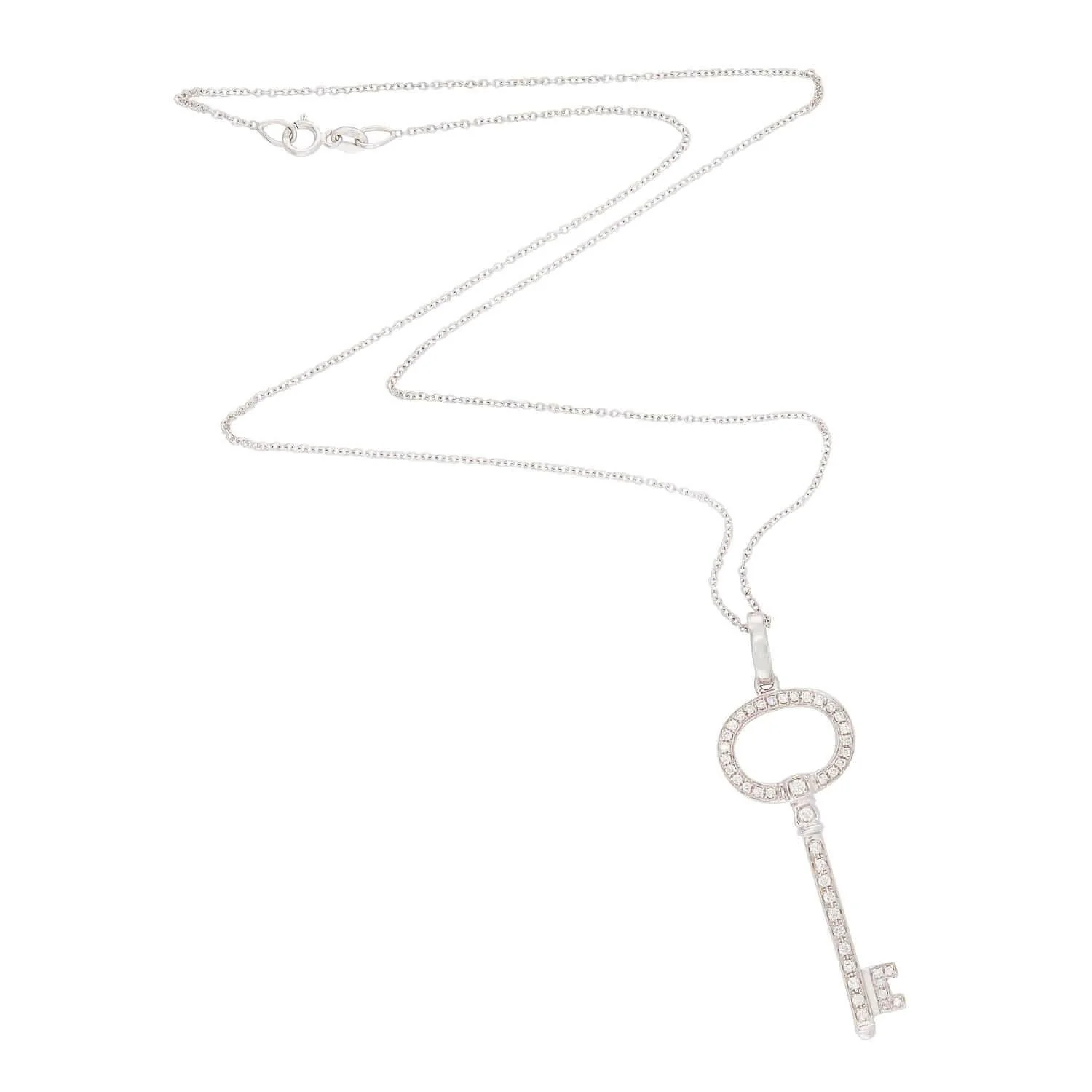 Estate 18k Diamond Key Pendant Necklace - Image 2
