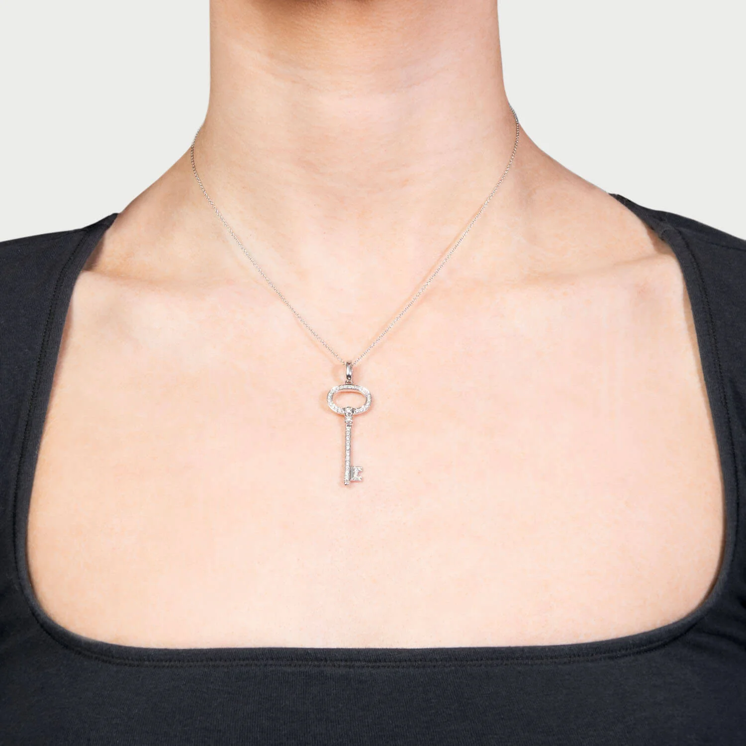 Estate 18k Diamond Key Pendant Necklace - Image 8