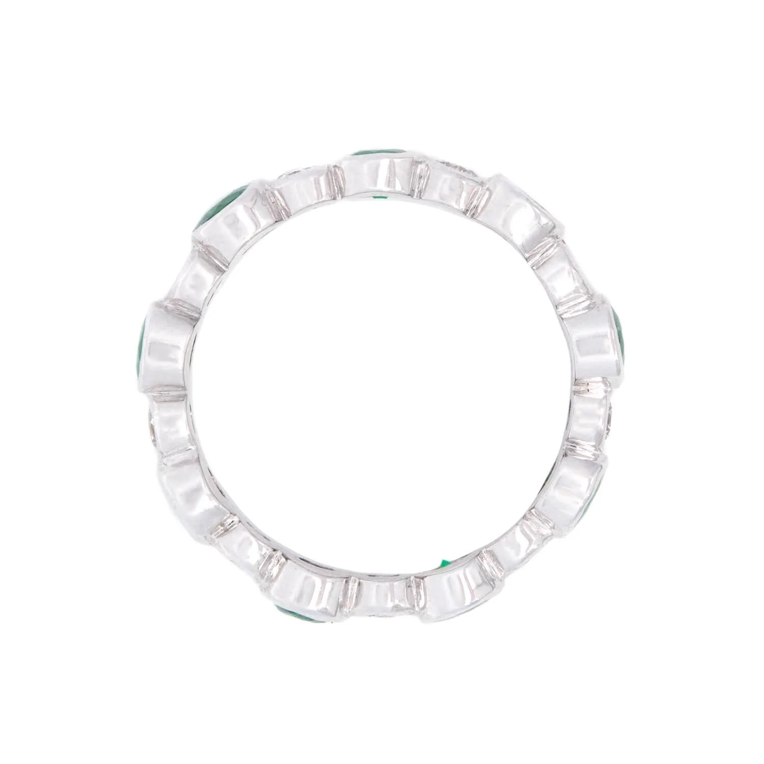 Estate 18k Emerald and Diamond Eternity Band - Image 3