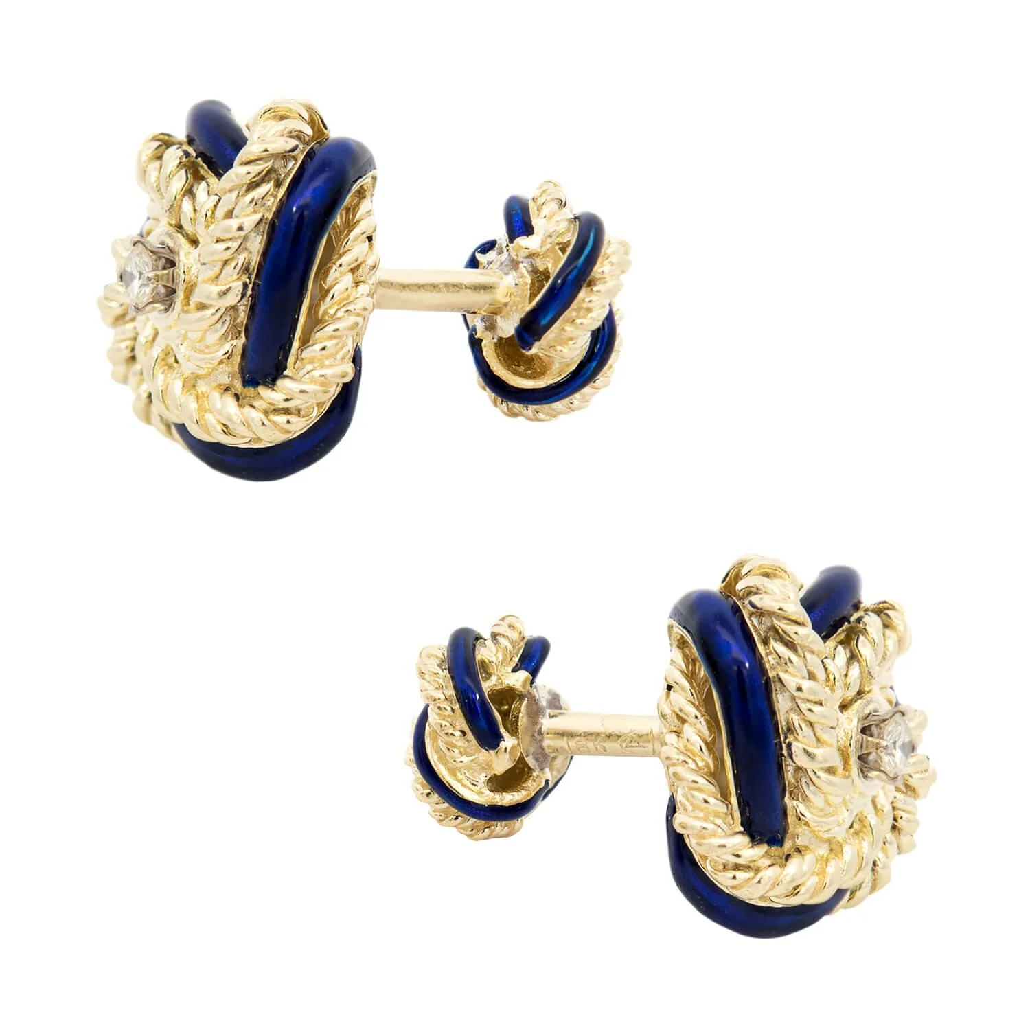Estate 18k Enamel Knot CuffLinks - Image 3