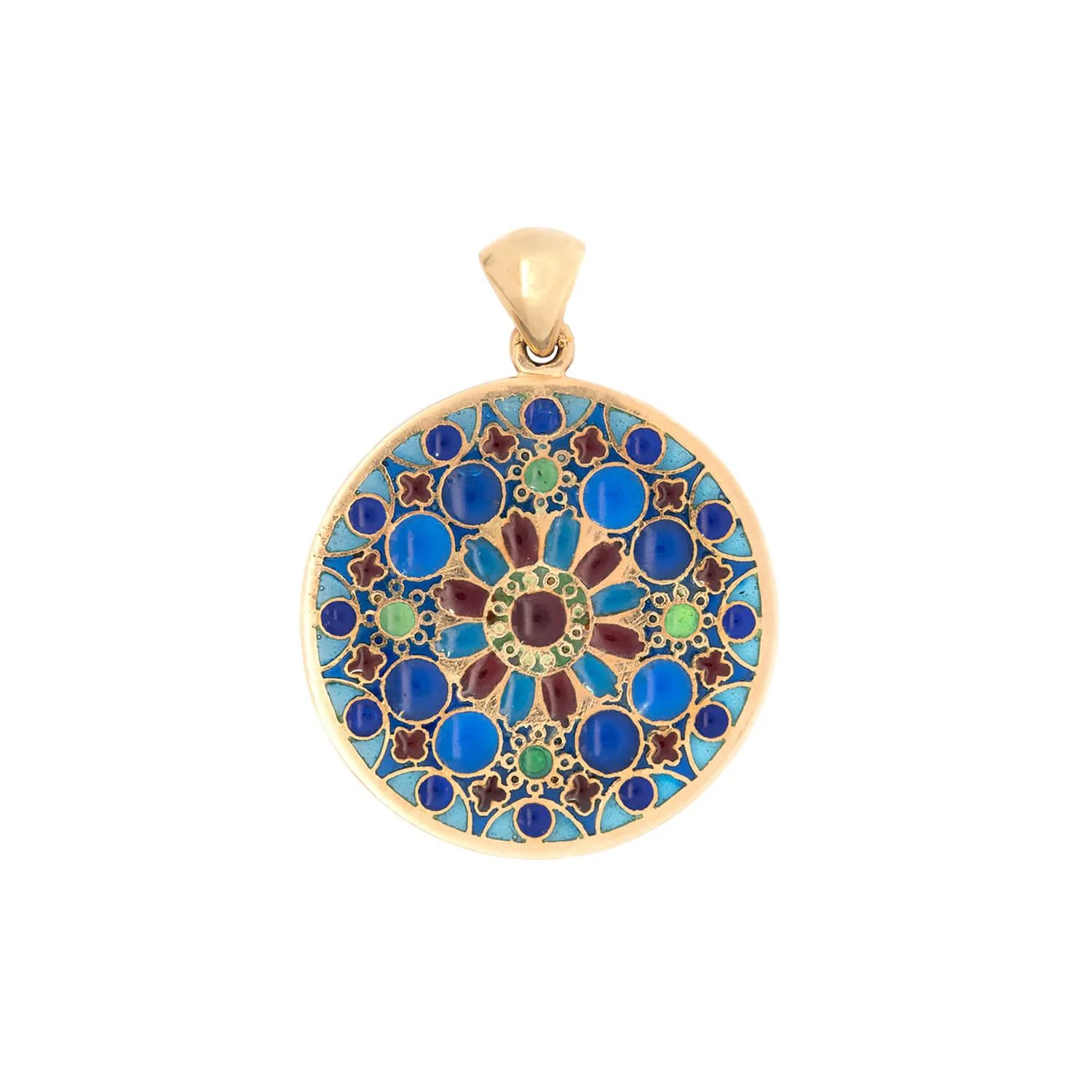 Estate 18k French Plique-à-jour Disc Pendant - Image 3