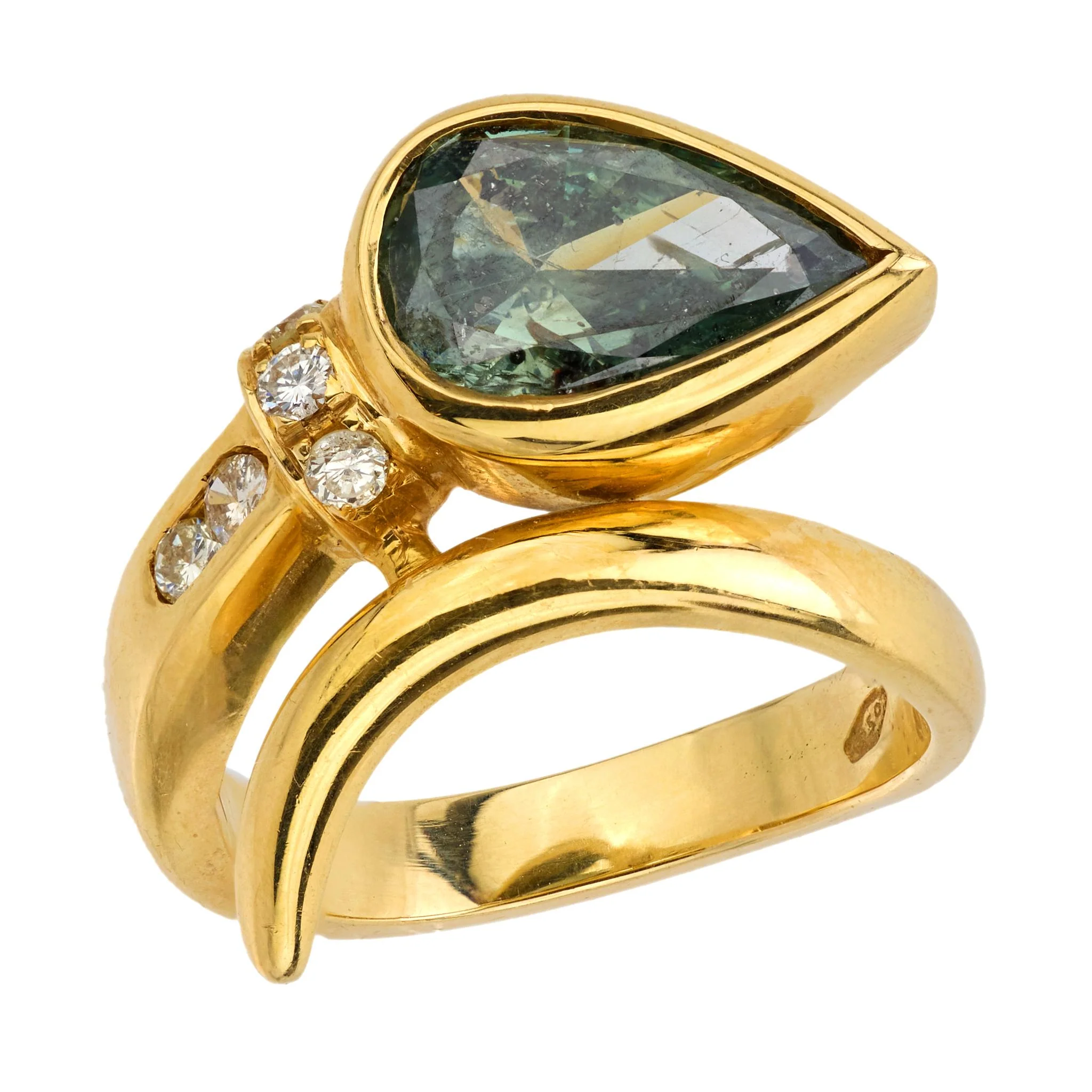 Estate 18k Green Diamond Snake Ring - Image 2