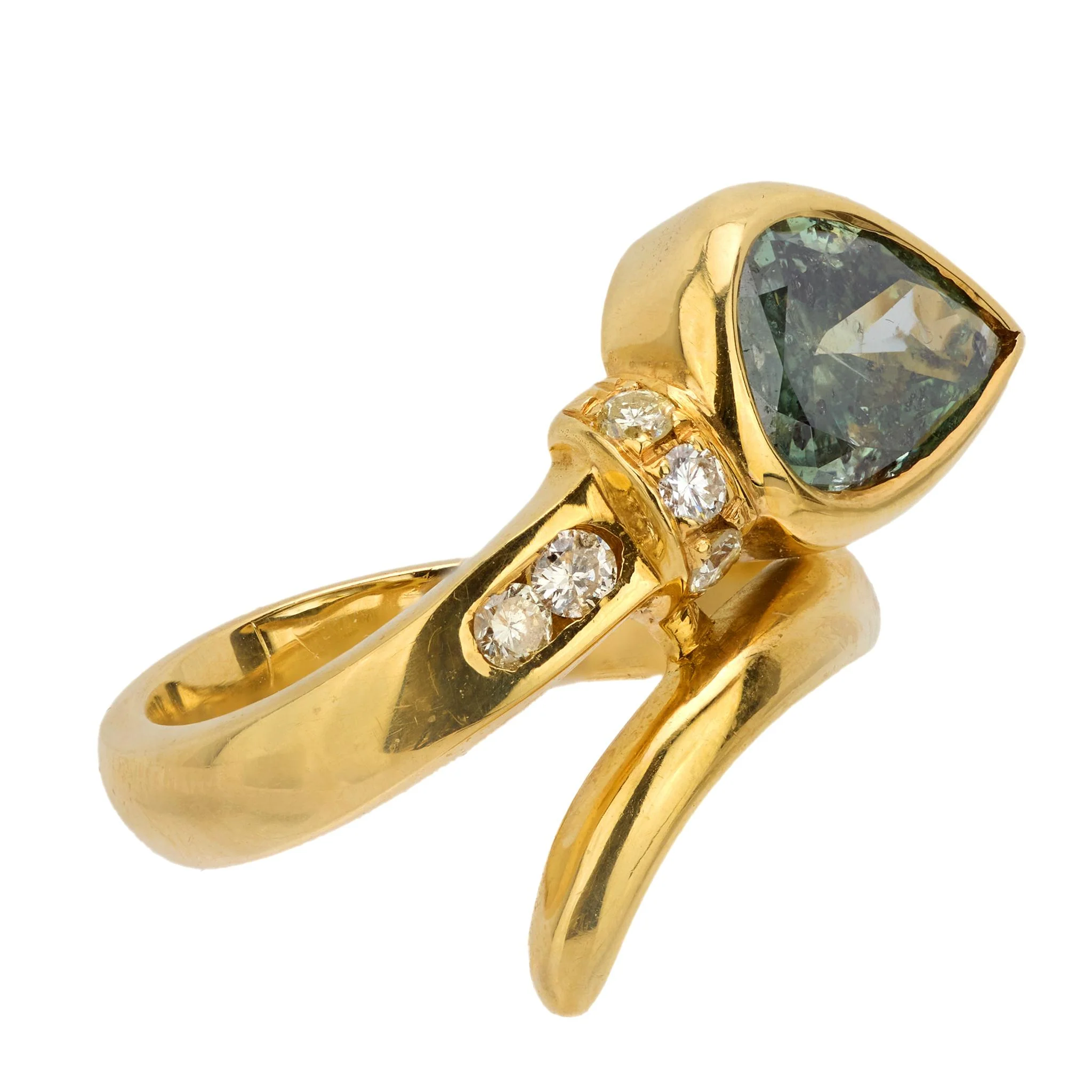 Estate 18k Green Diamond Snake Ring - Image 3
