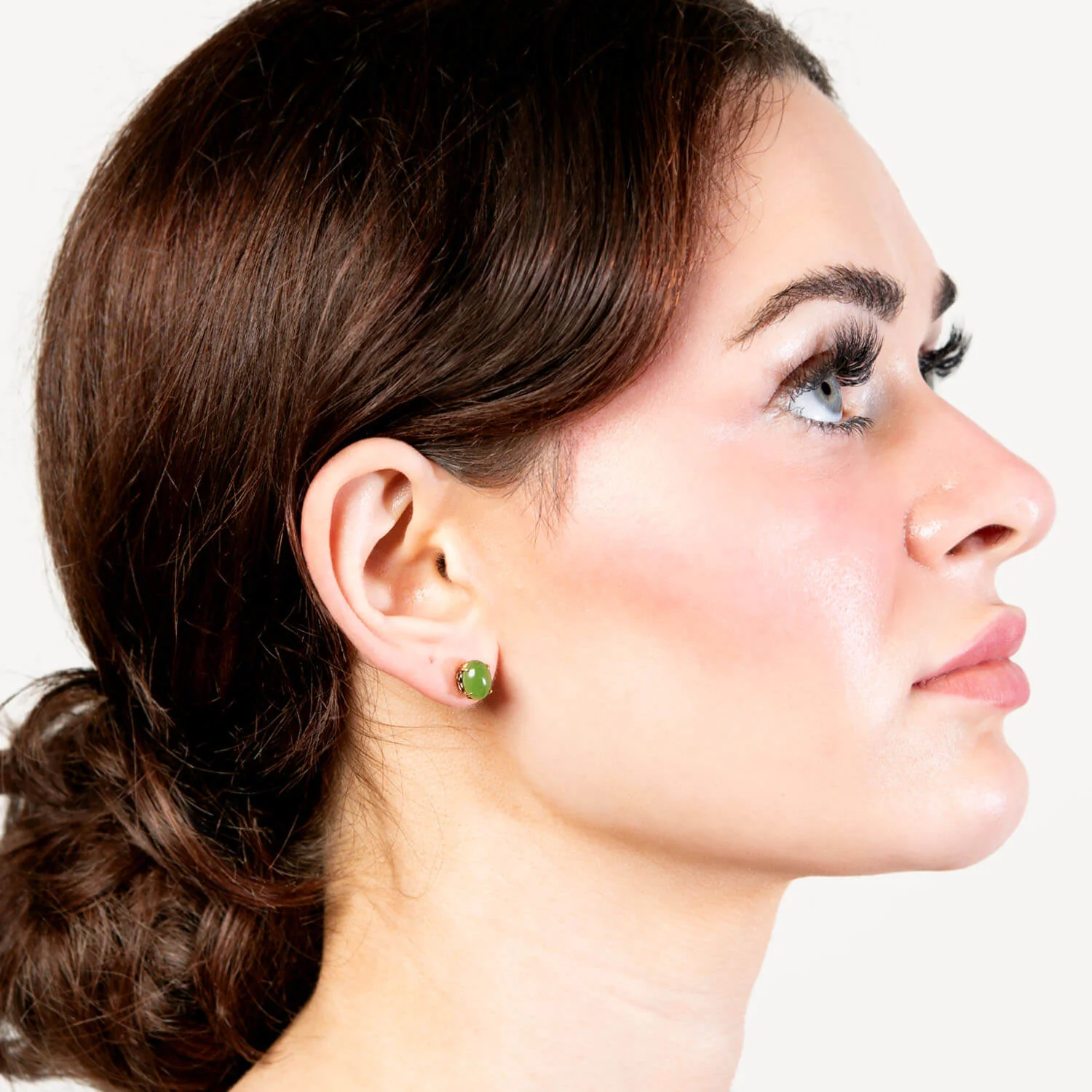Estate 18k Jade Cabochon Stud Earrings - Image 5