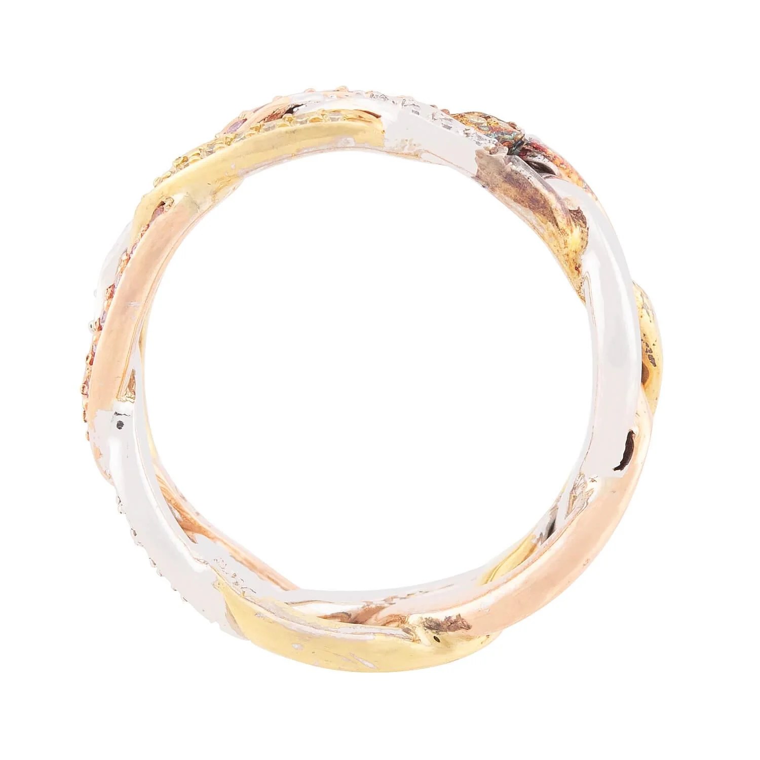 Estate 18k Mixed Metal Diamond Braided Band - Image 4