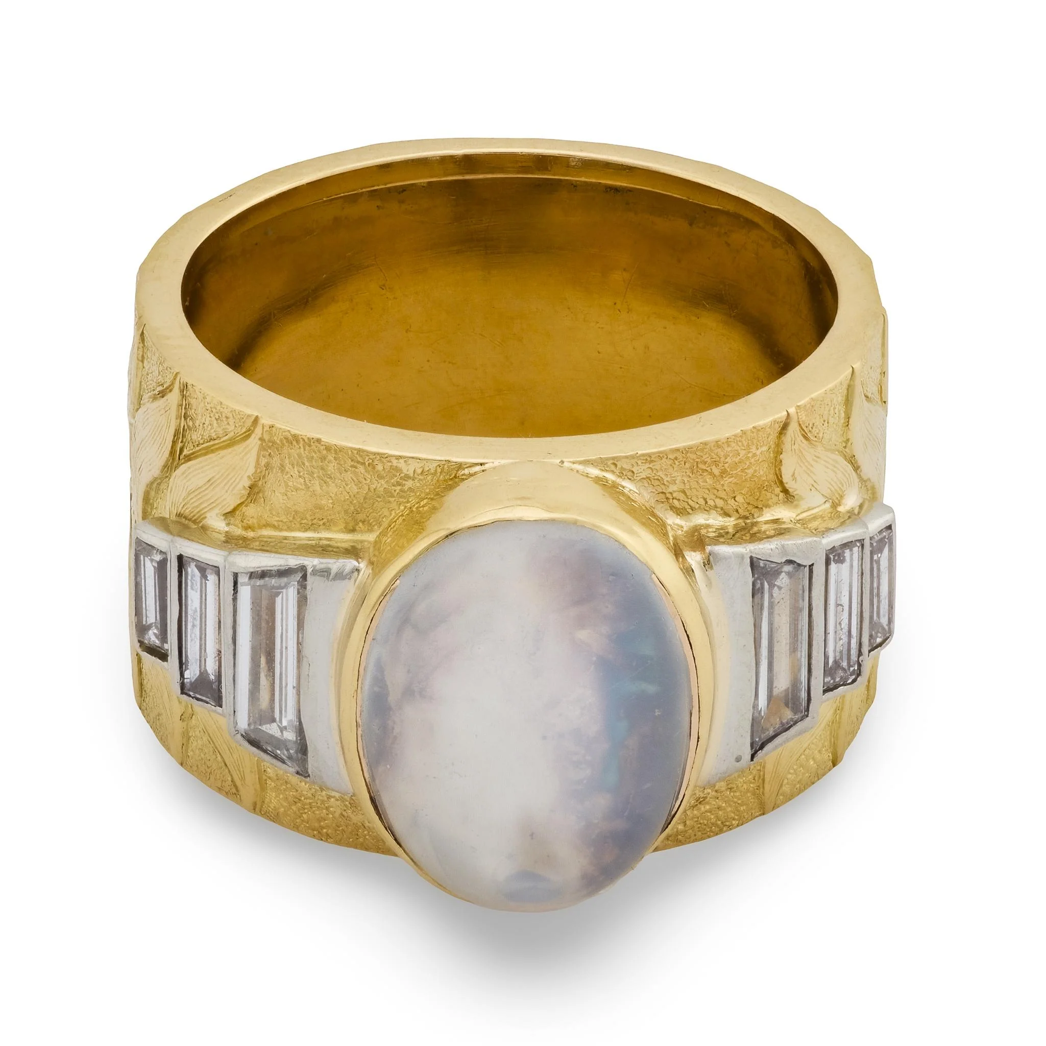 Estate 18k Moonstone & Diamond Cigar Band - Image 2