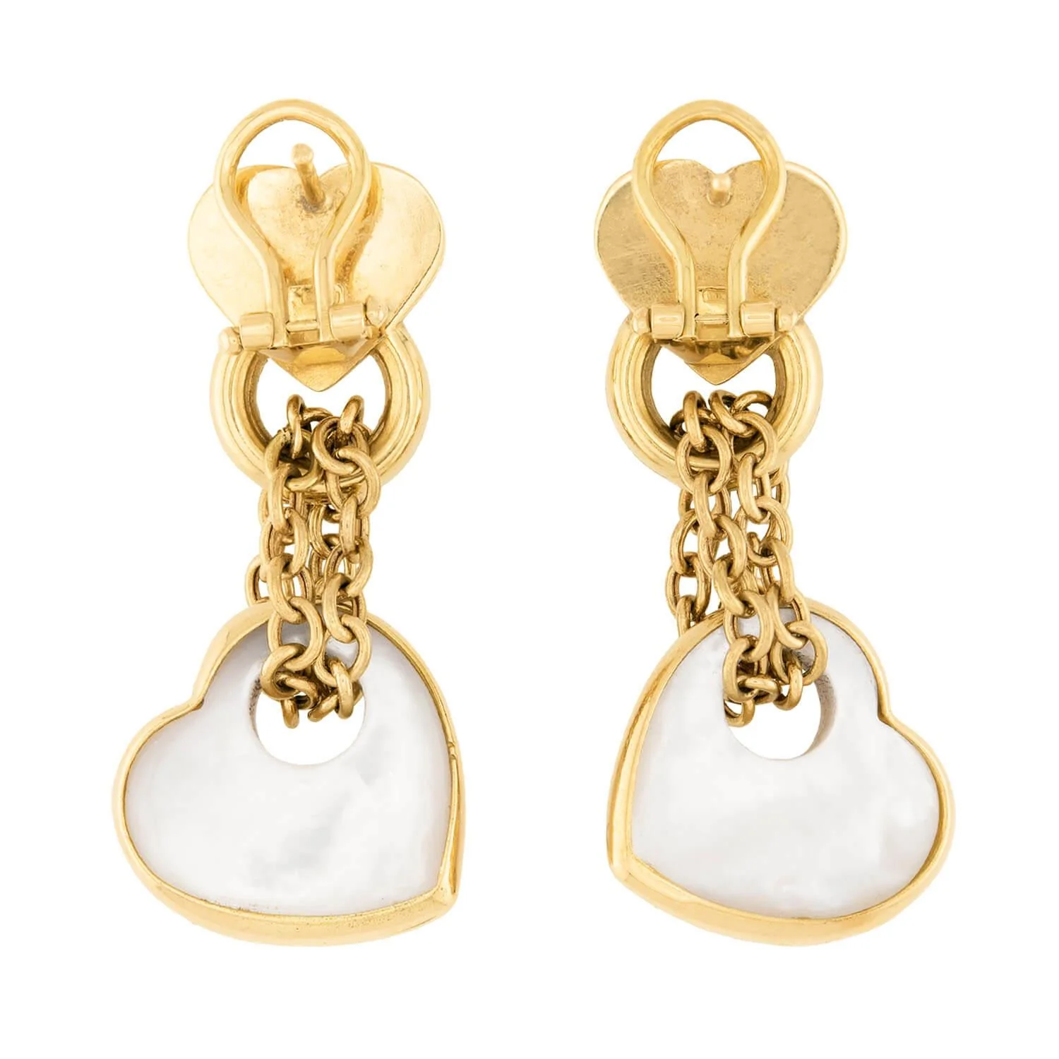 Estate 18k Mother of Pearl and Sapphire Earring and Bracelet Set - Image 3