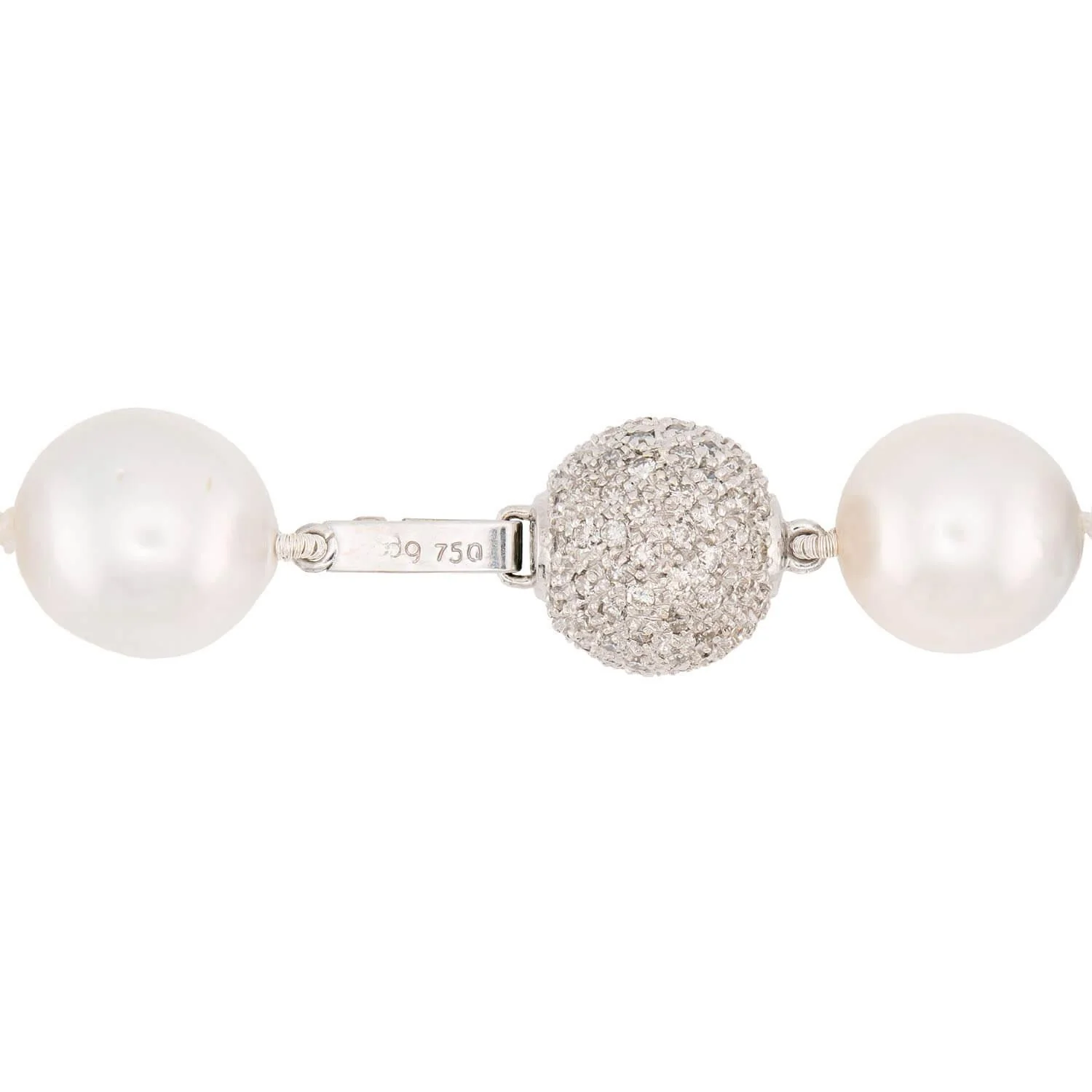 Estate 18k Pearl and Diamond Necklace 18" - Image 4