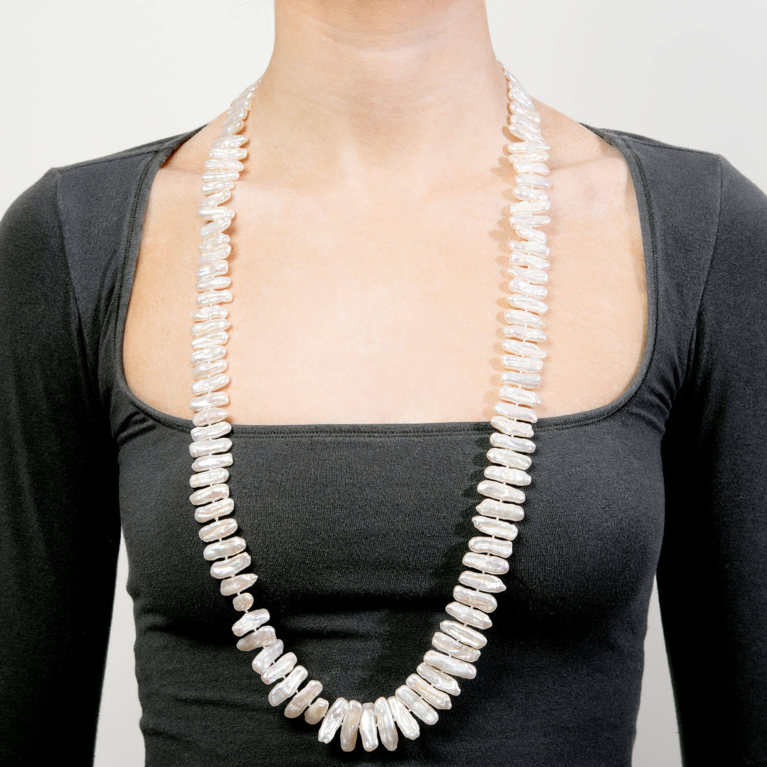 Estate 18K Pearl and Diamond Necklace 35" - Image 5