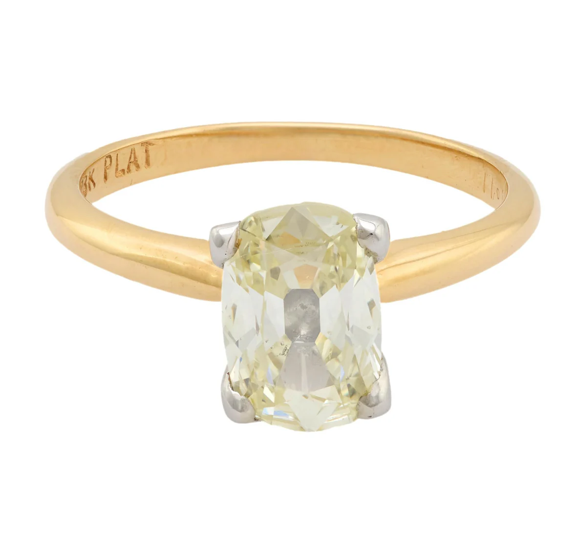 Estate 18k/Plat Mine Cut Cushion Diamond Ring 1.50ct - Image 2