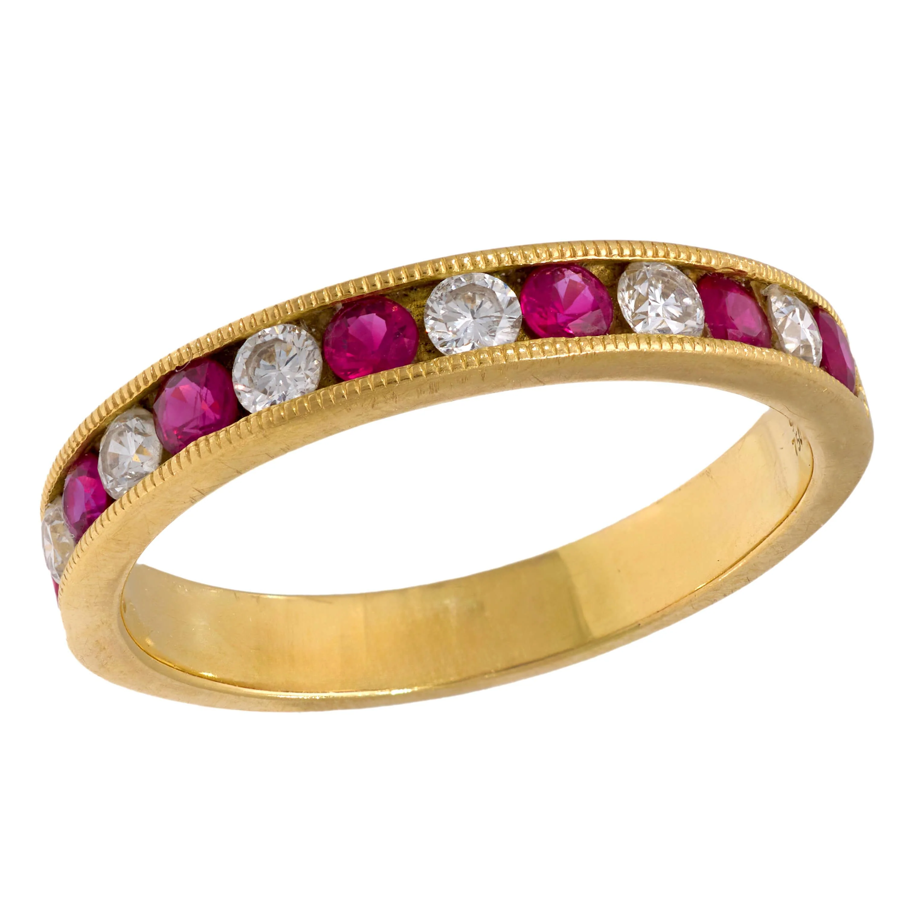 Estate 18k Ruby and Diamond Half Band