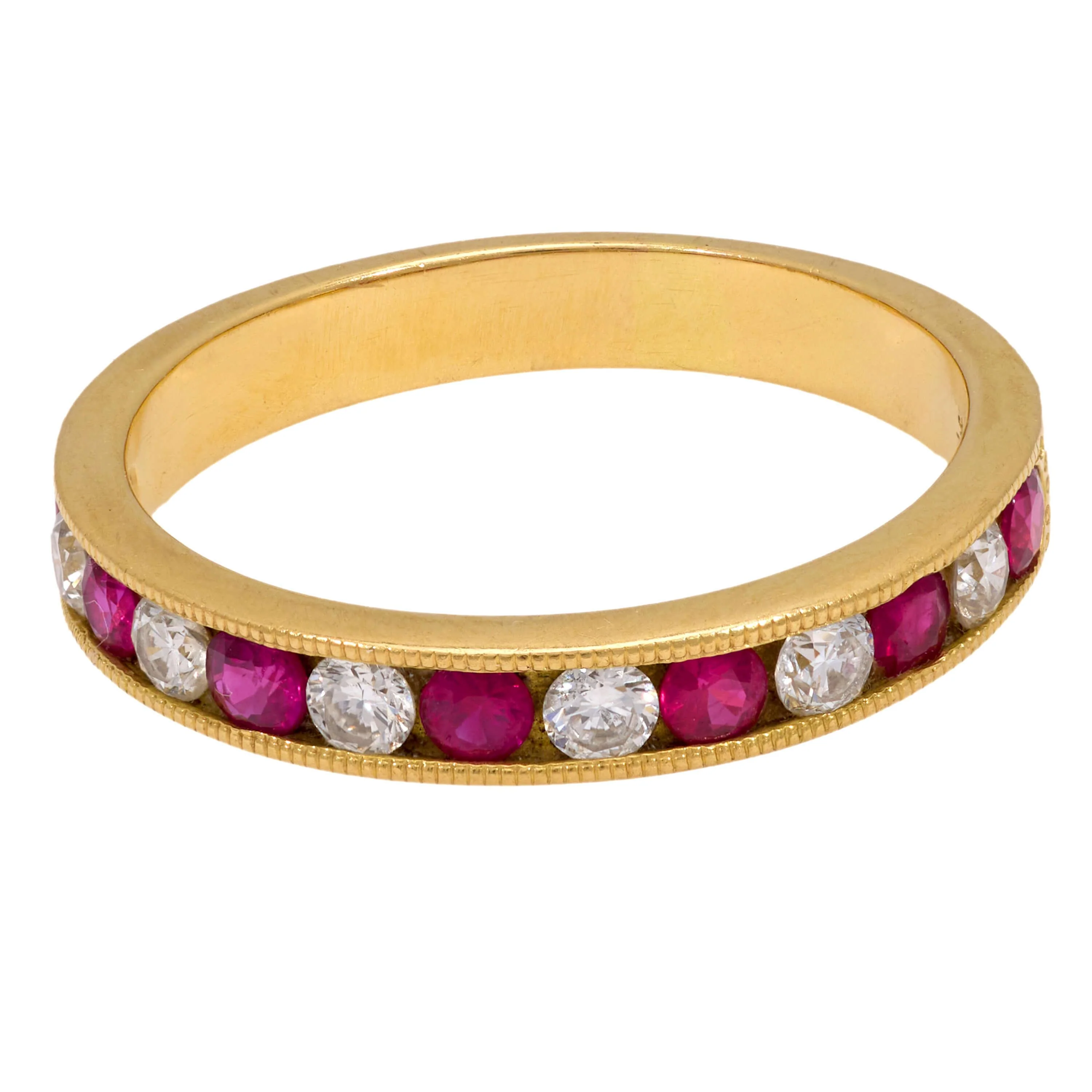 Estate 18k Ruby and Diamond Half Band - Image 2