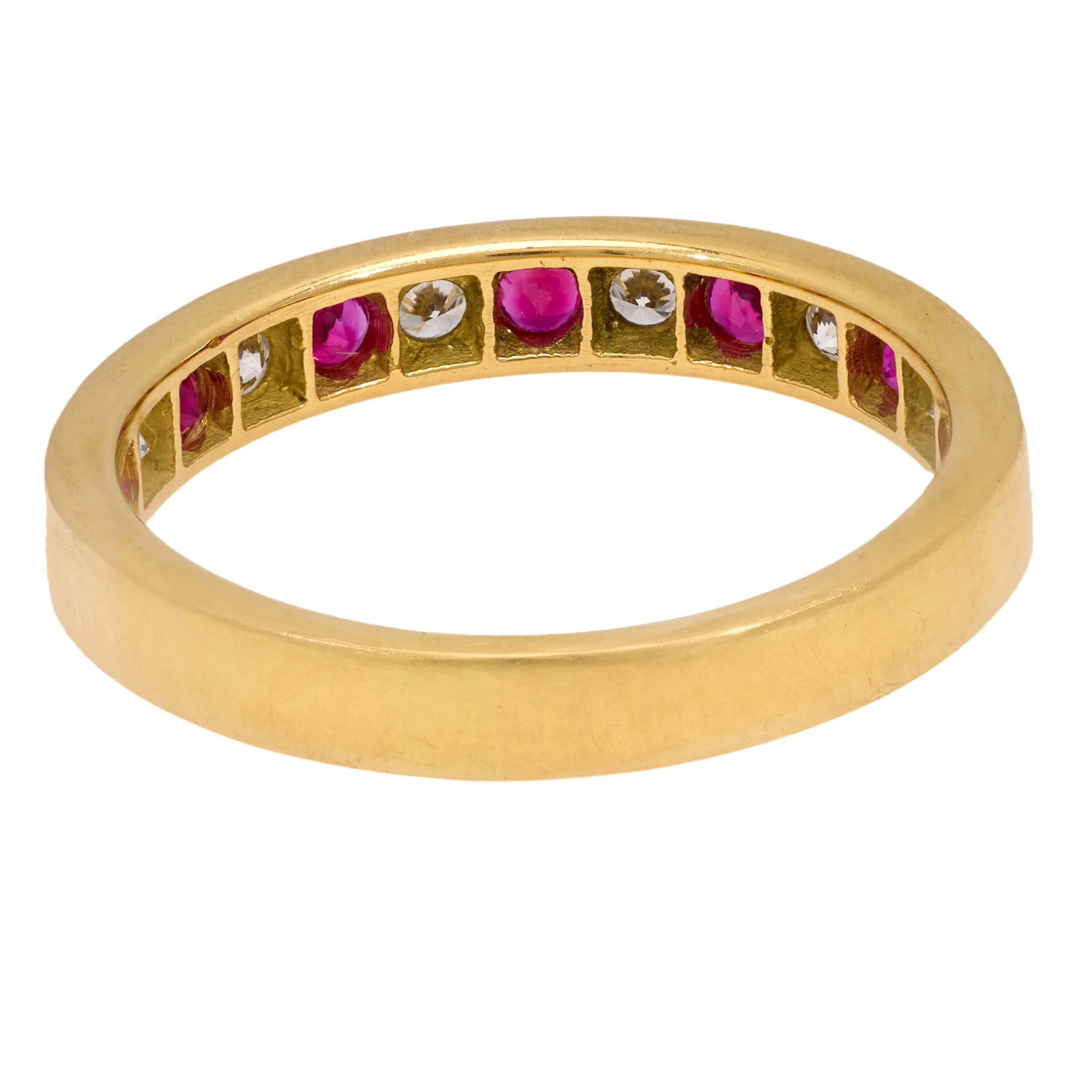Estate 18k Ruby and Diamond Half Band - Image 3
