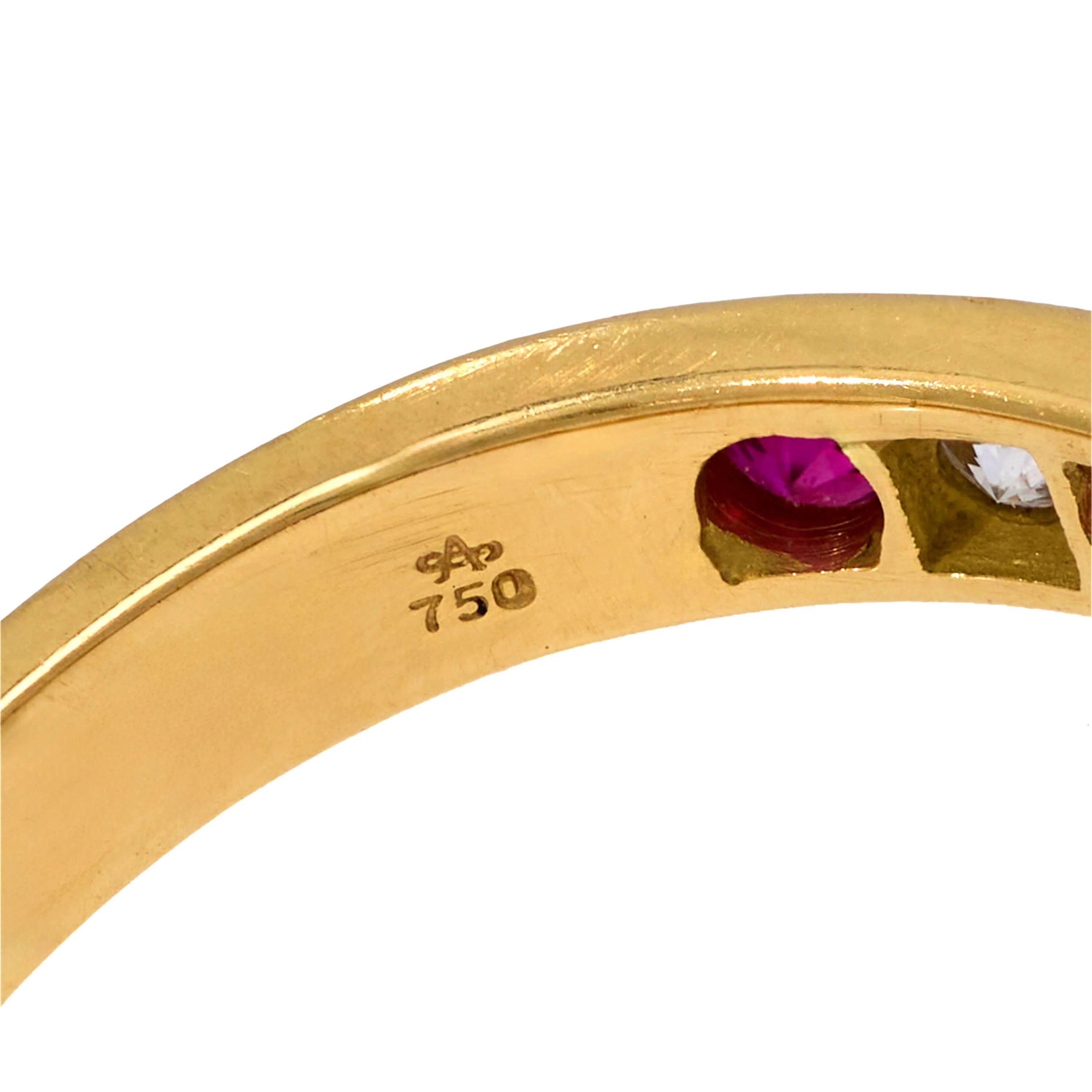 Estate 18k Ruby and Diamond Half Band - Image 4