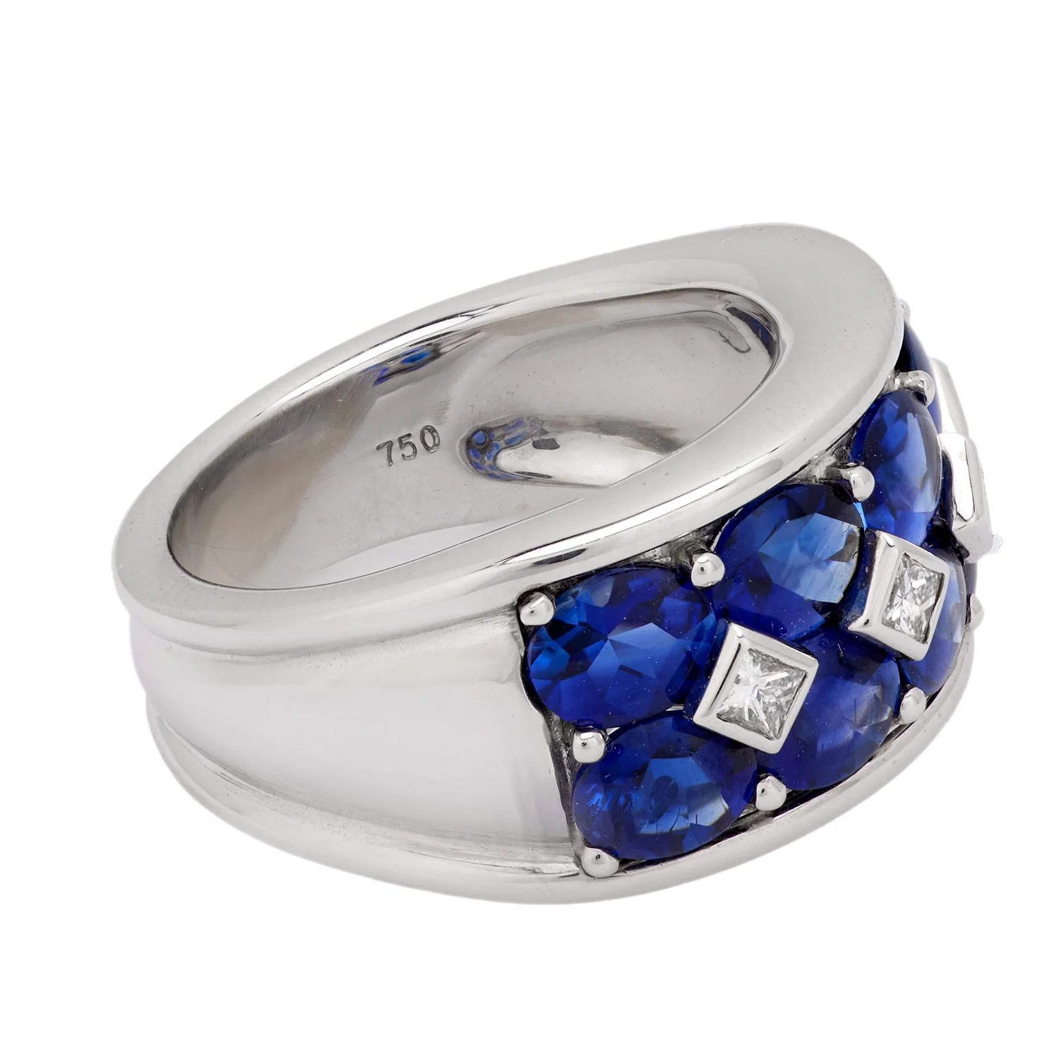 Estate 18k Sapphire and Diamond Half Band - Image 3