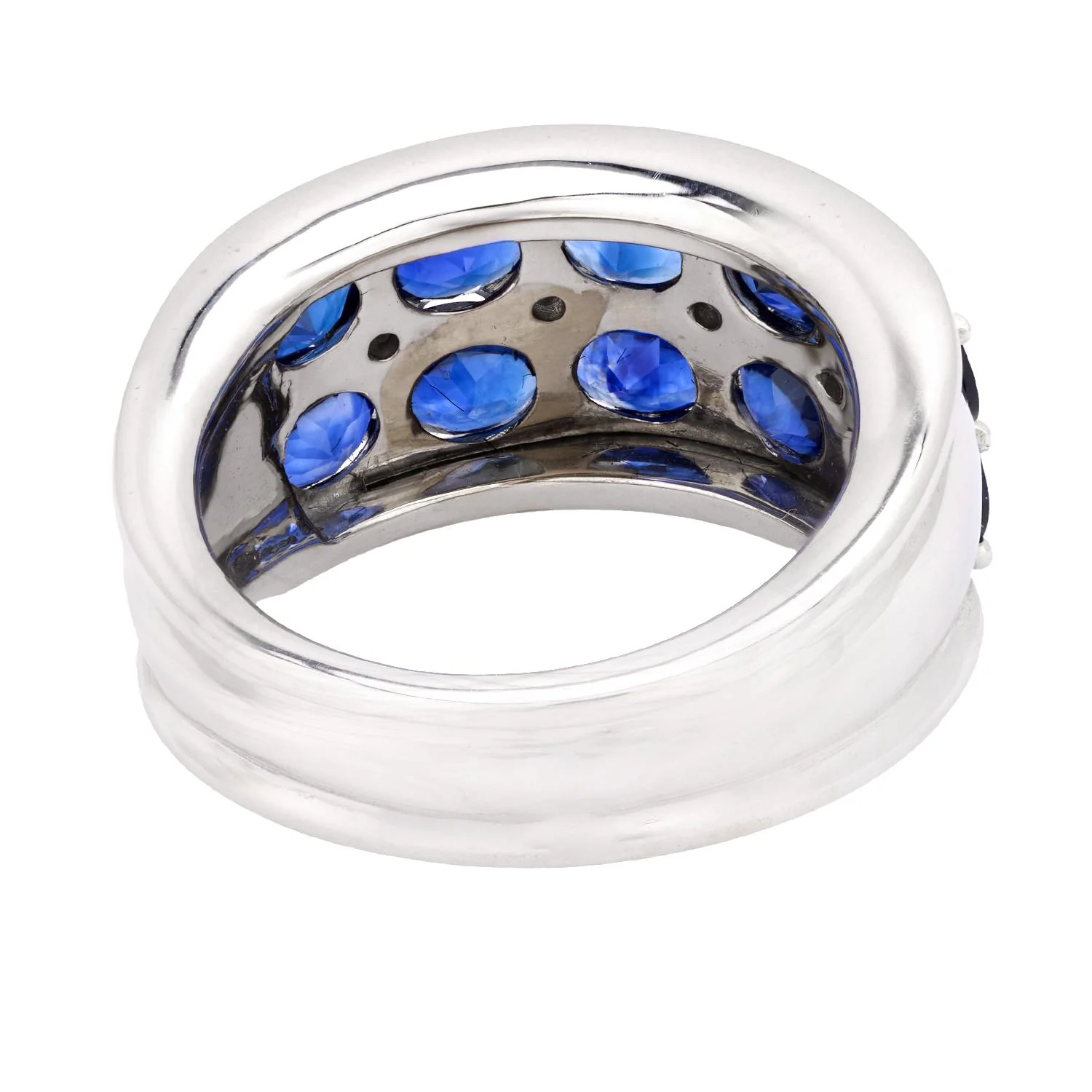 Estate 18k Sapphire and Diamond Half Band - Image 4