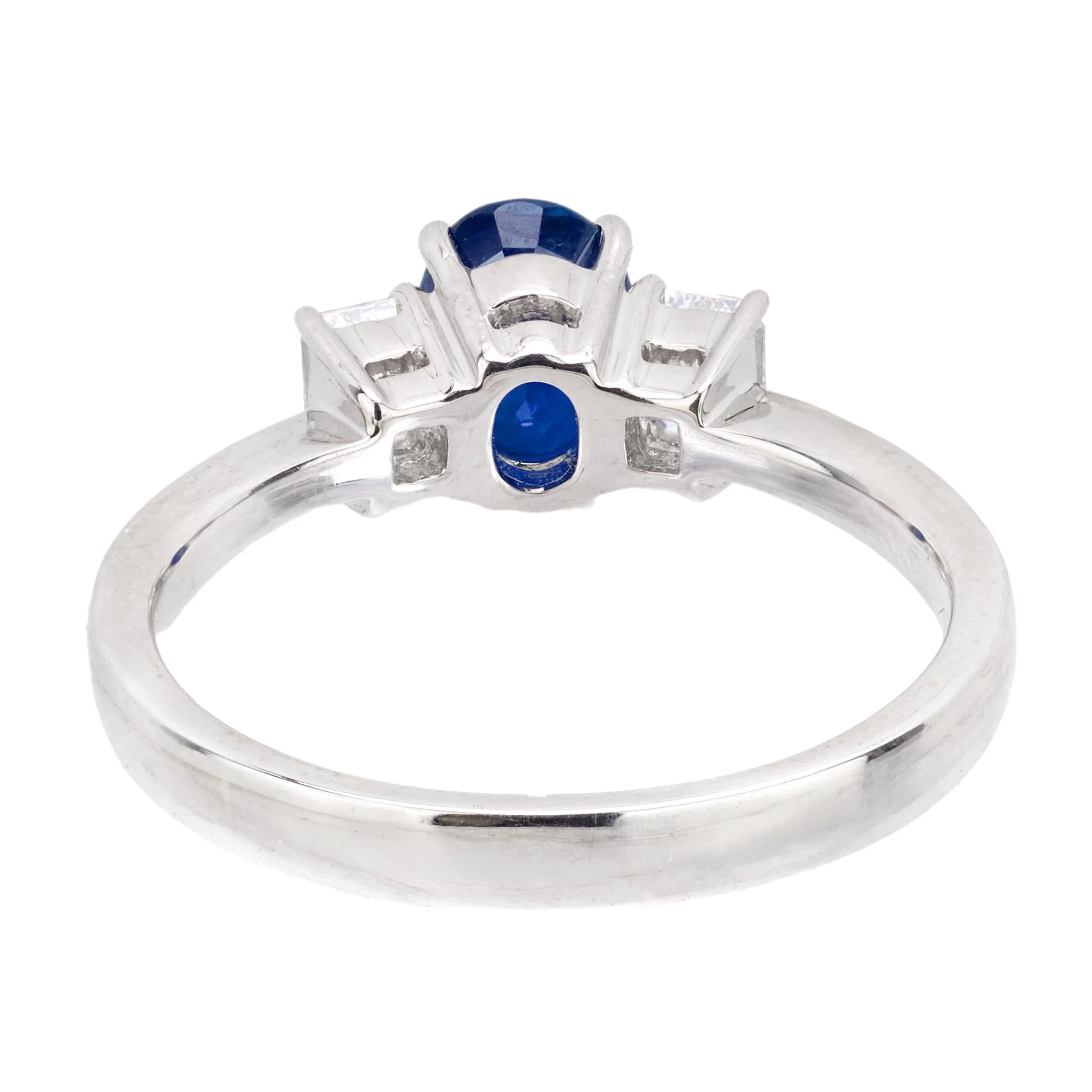 Estate 18k Sapphire and Diamond Three-Stone Ring - Image 4