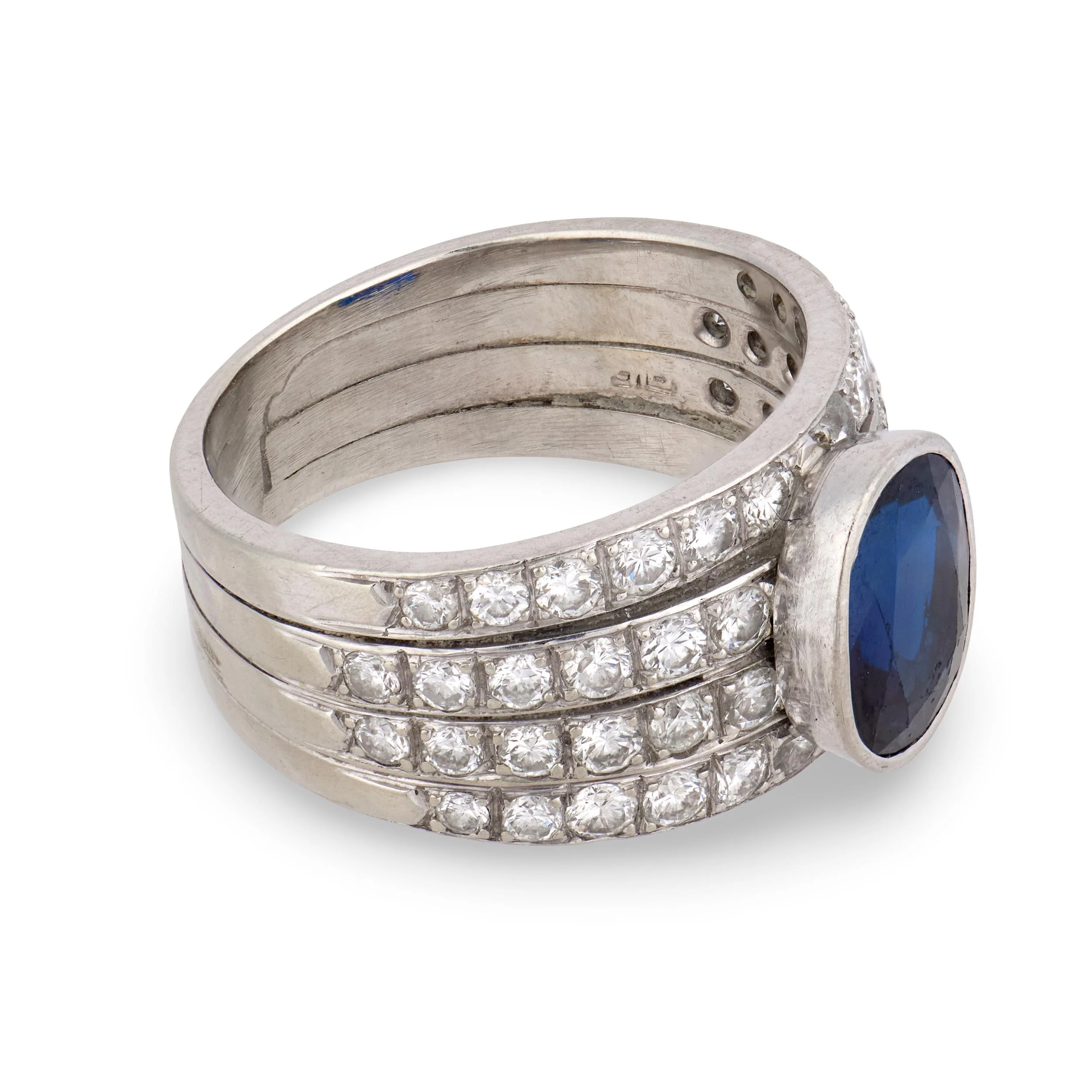 Estate 18k Sapphire & Diamond Ring - Image 3