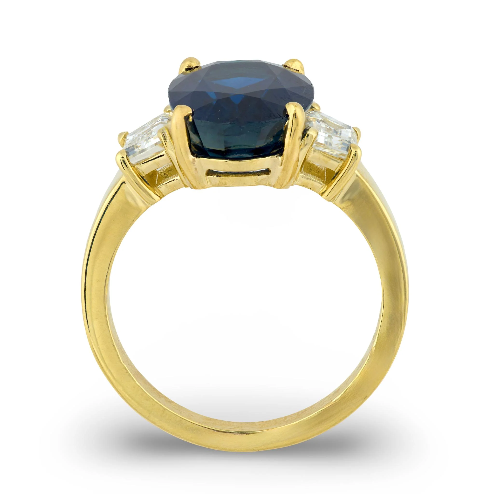 Estate 18k Sapphire & Diamond Three Stone Ring - Image 4