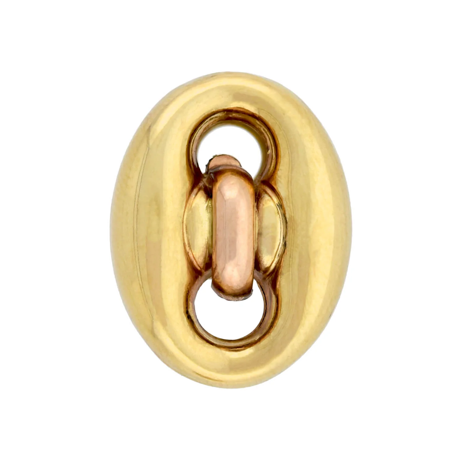 Estate 18kt Two-Tone Anchor Link Omega Post Earrings - Image 3