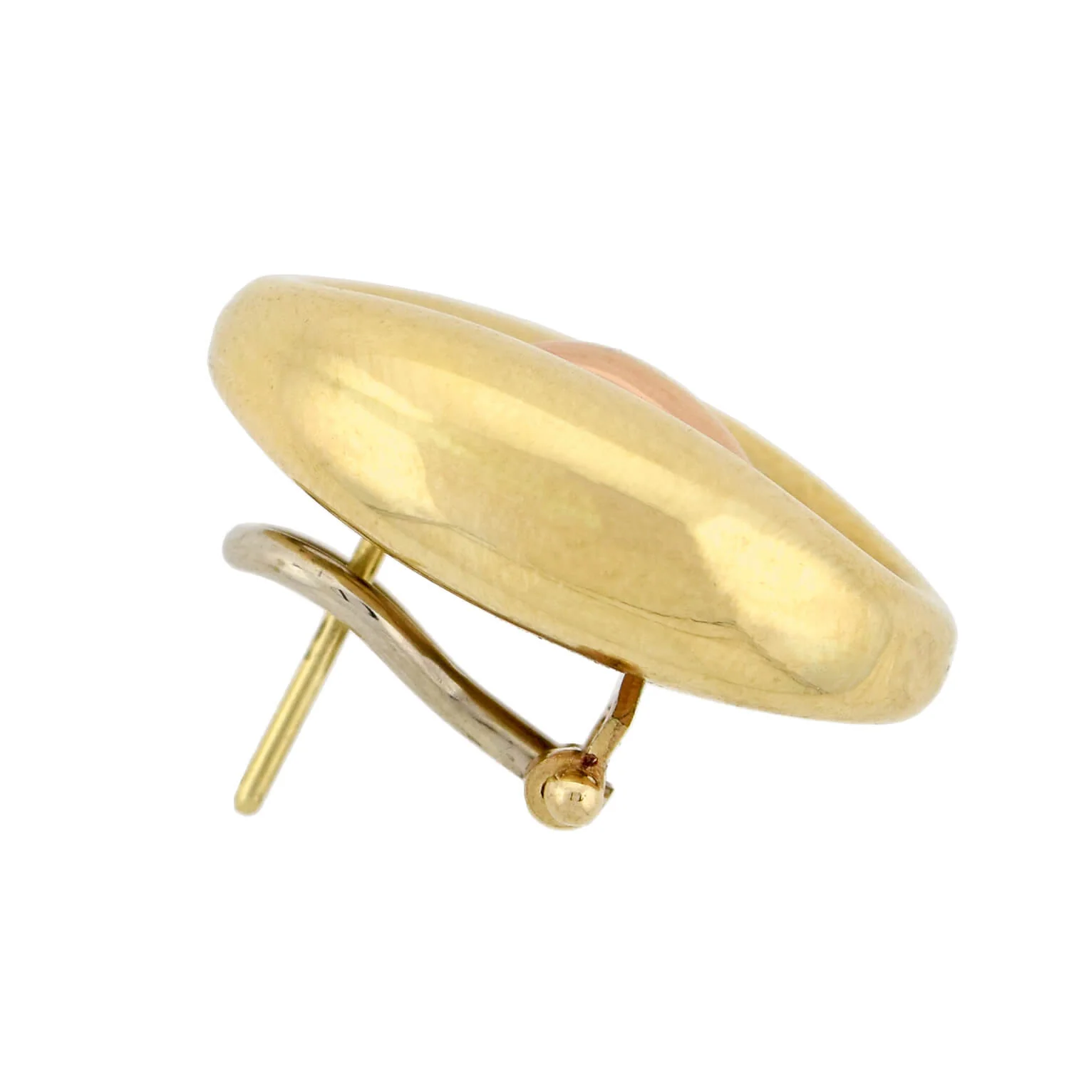 Estate 18kt Two-Tone Anchor Link Omega Post Earrings - Image 4