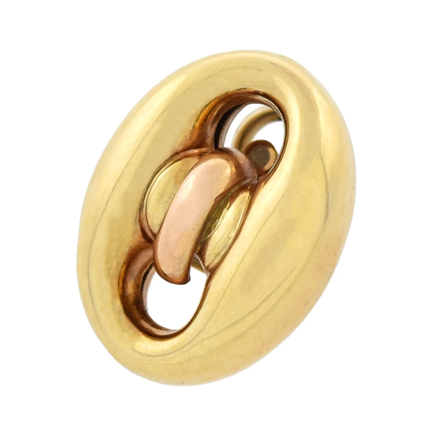 Estate 18kt Two-Tone Anchor Link Omega Post Earrings - Image 5