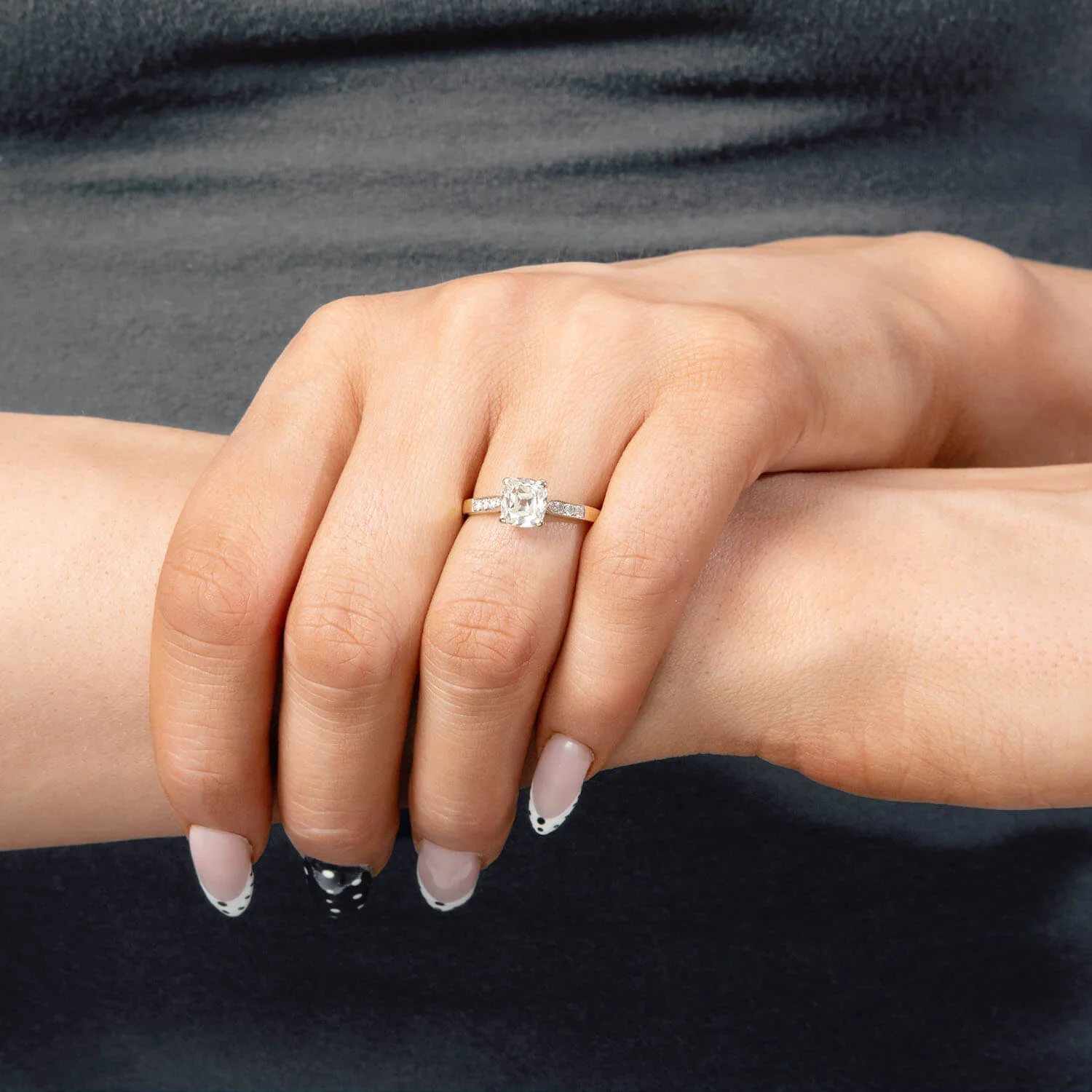 Estate French 18k GIA Diamond Engagement Ring 1.23ct - Image 6