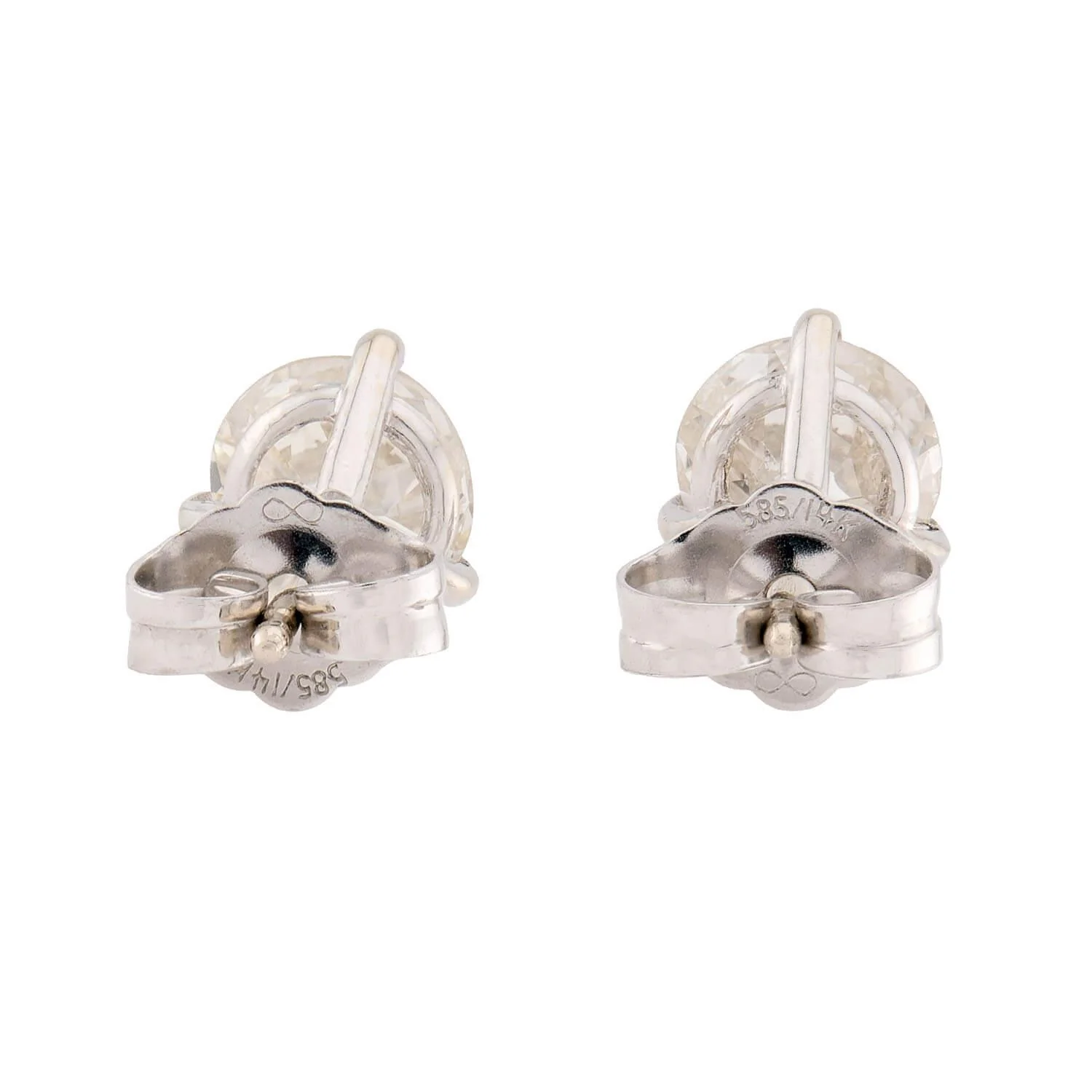 Estate Platinum/14K 1.30ctw Old European Diamond Stud Earrings - Image 3