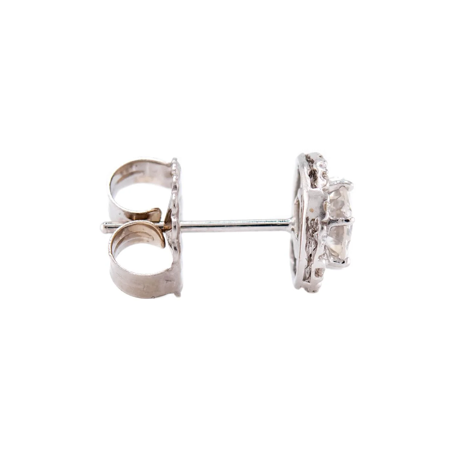 Estate Platinum Diamond Halo Stud Earrings 1ct - Image 2