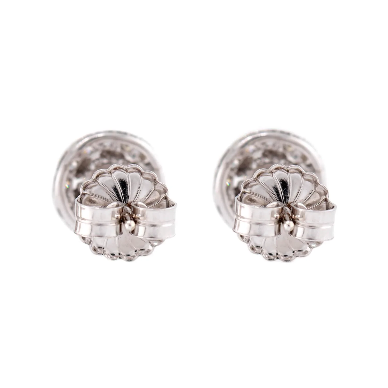Estate Platinum Diamond Halo Stud Earrings 1ct - Image 3