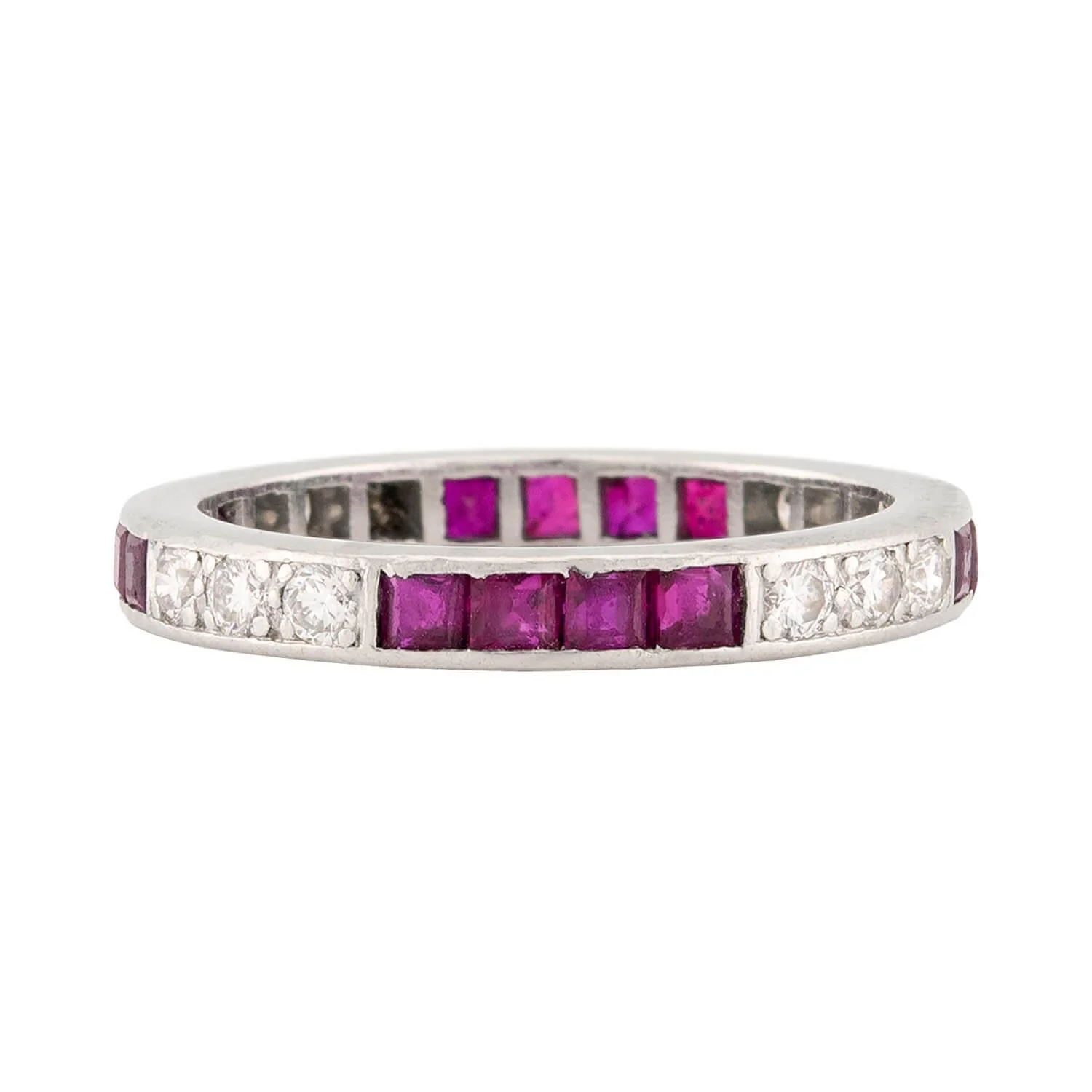 Estate Platinum Diamond & Ruby Eternity Band - Image 2