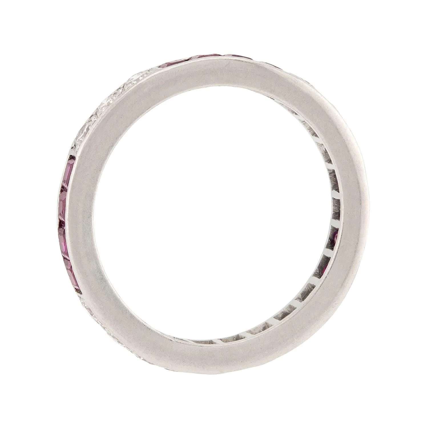 Estate Platinum Diamond & Ruby Eternity Band - Image 3