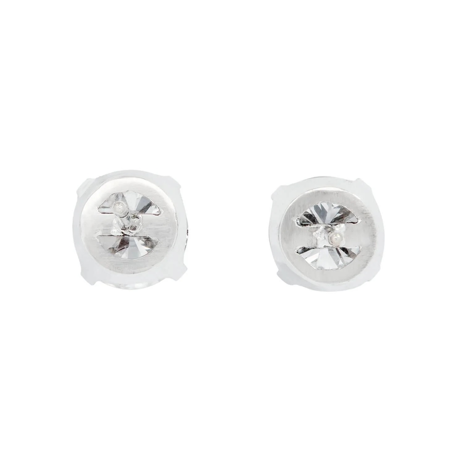 Estate Platinum Diamond Stud Earrings - Image 3