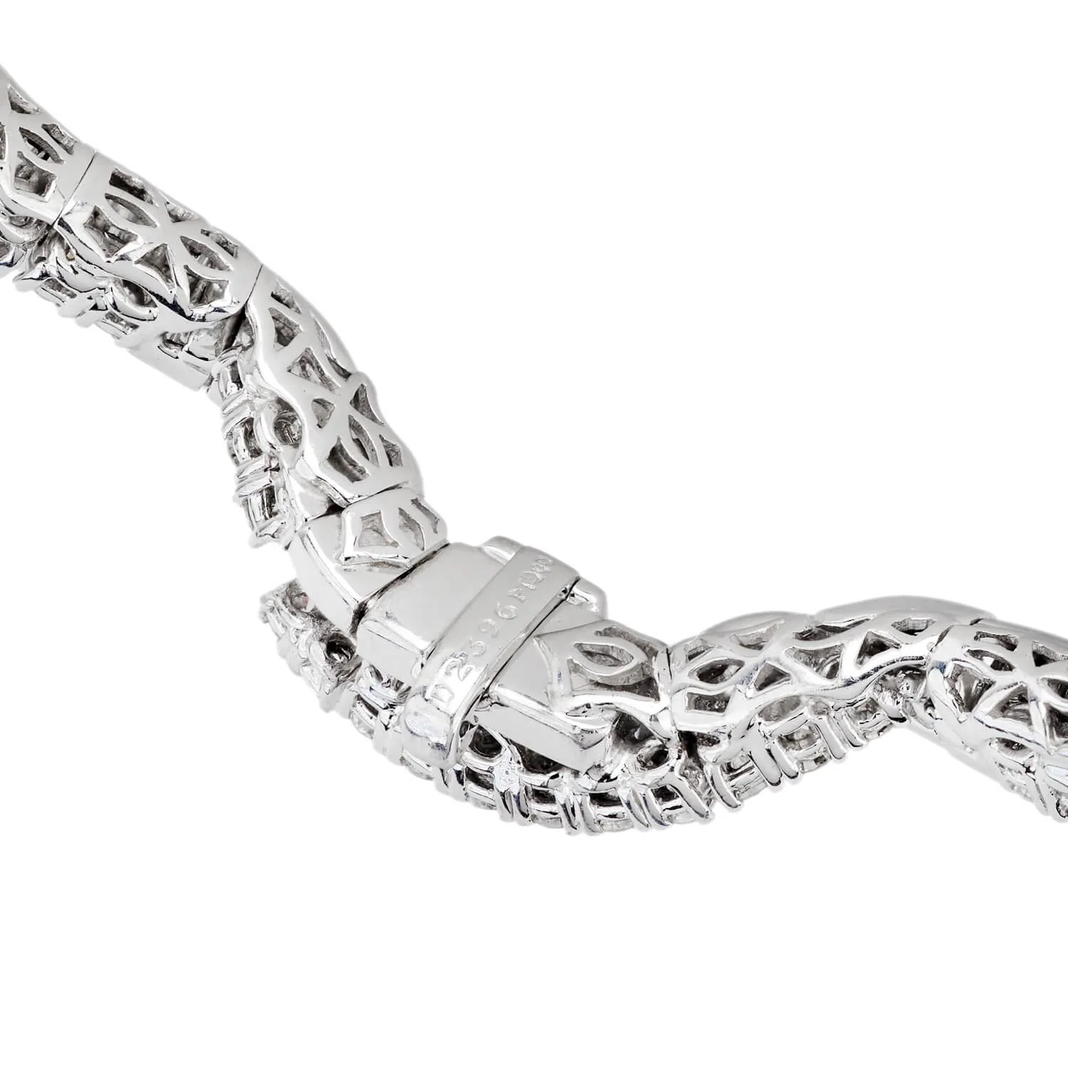 Estate Platinum 20ctw+ Diamond Twisted Riviera Necklace - Image 3