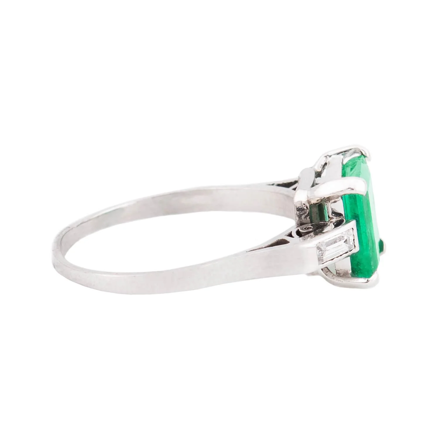 Estate Platinum Emerald and Diamond Ring - Image 3