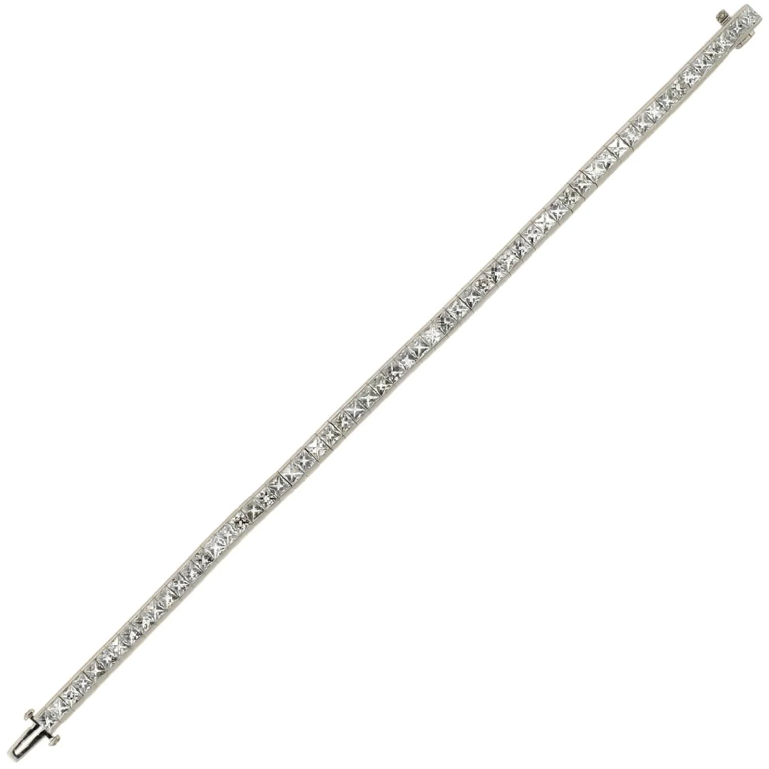 Estate Platinum French Cut Diamond Line Bracelet 11.60ctw - Image 2