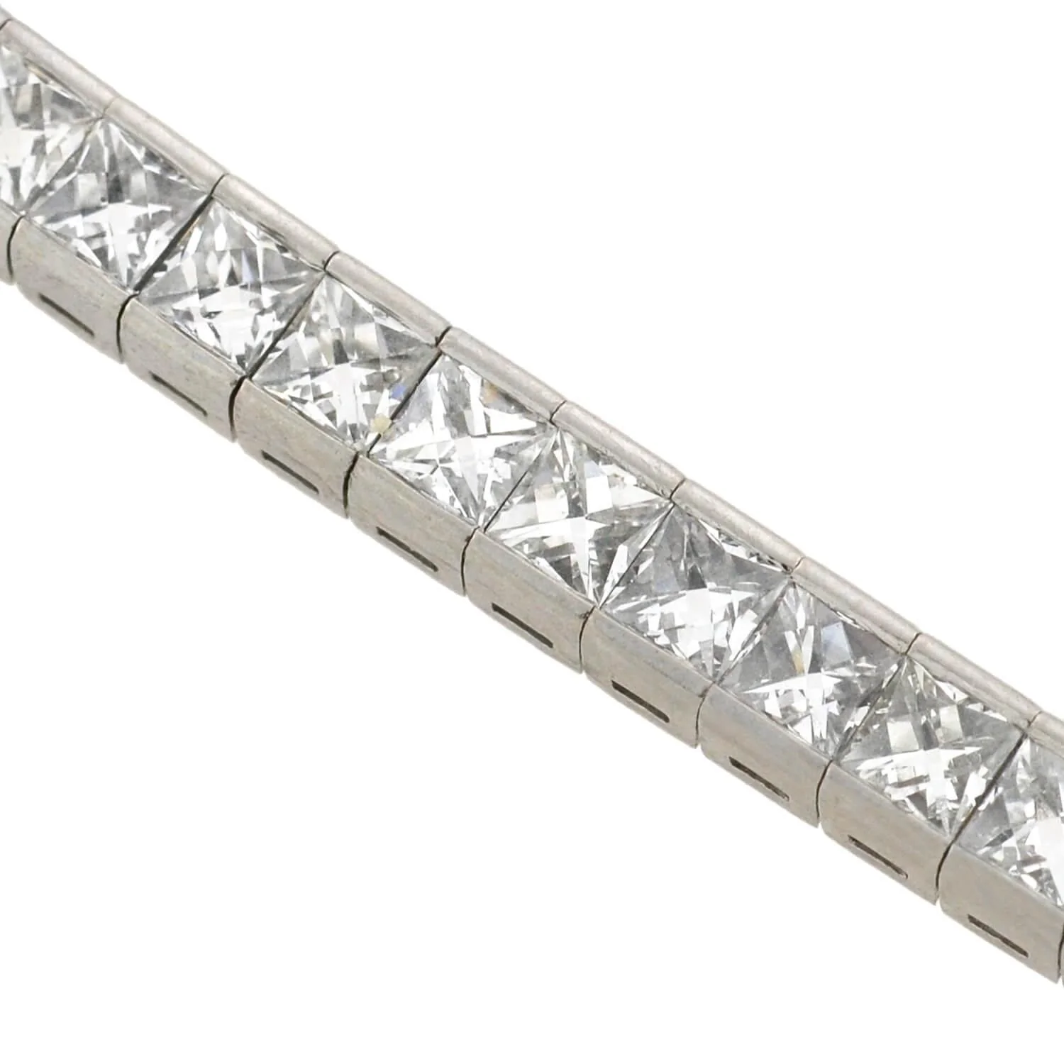 Estate Platinum French Cut Diamond Line Bracelet 11.60ctw - Image 3