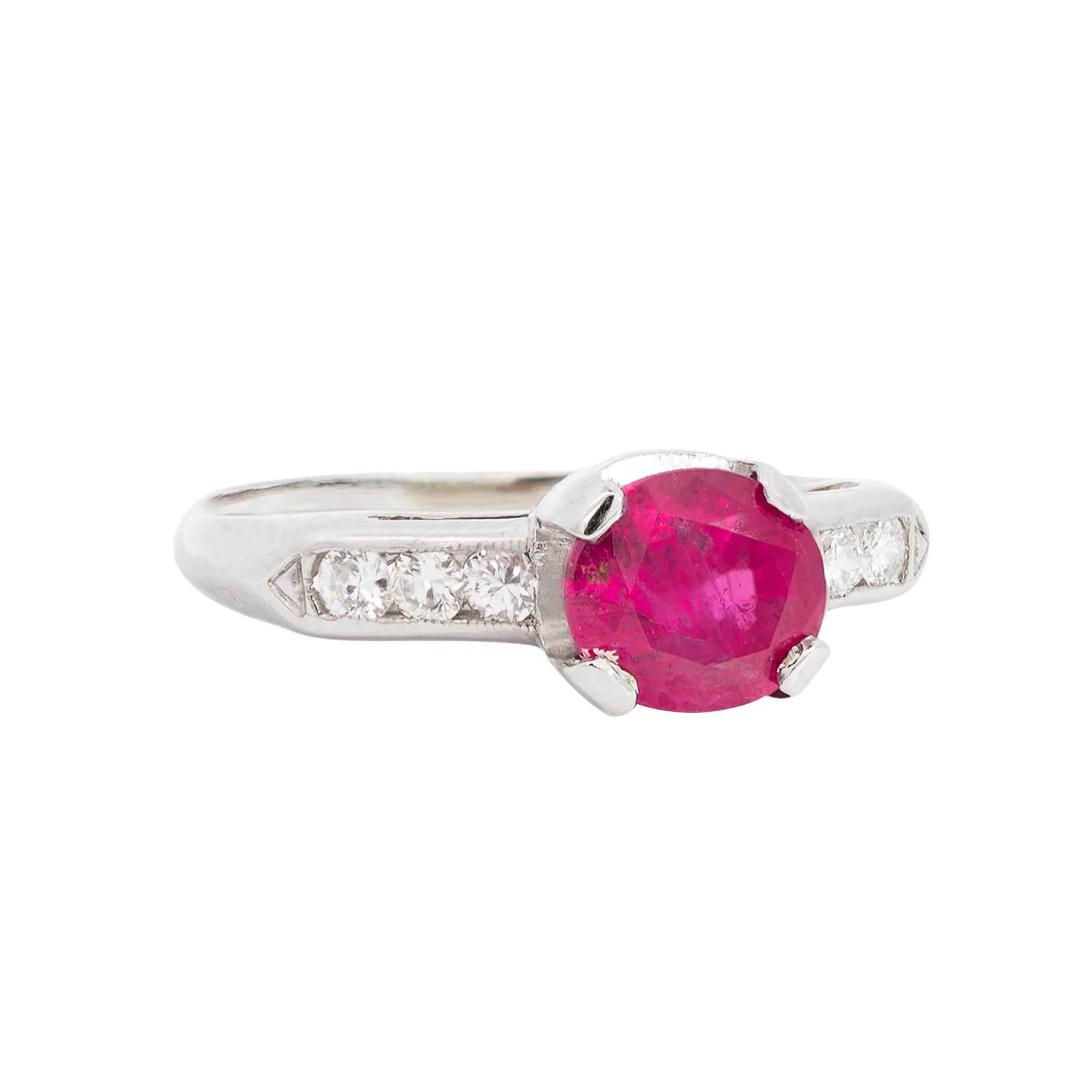 Estate Platinum Pink Sapphire + Diamond Engagement Ring 1.53ctw - Image 2