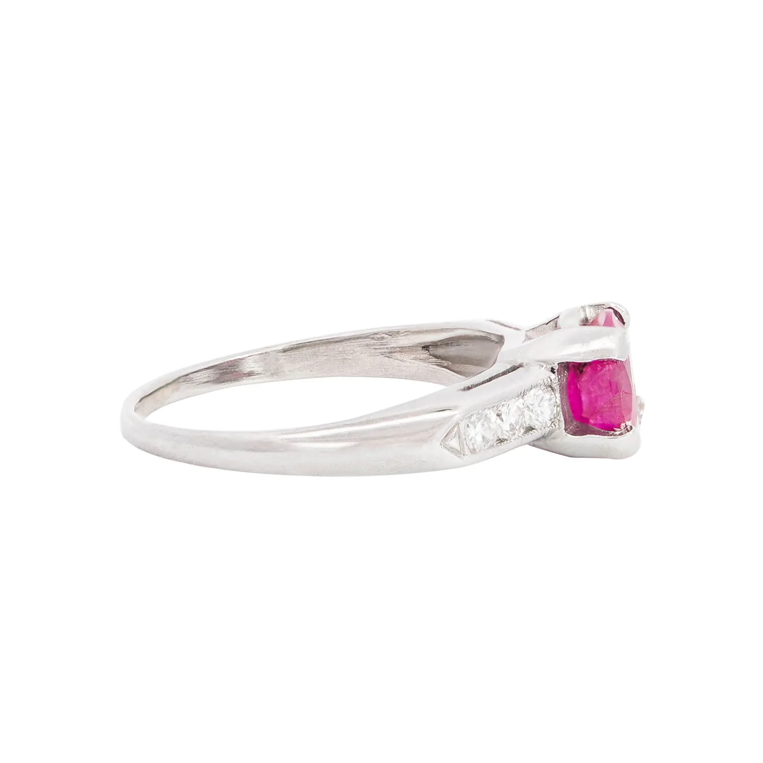 Estate Platinum Pink Sapphire + Diamond Engagement Ring 1.53ctw - Image 3