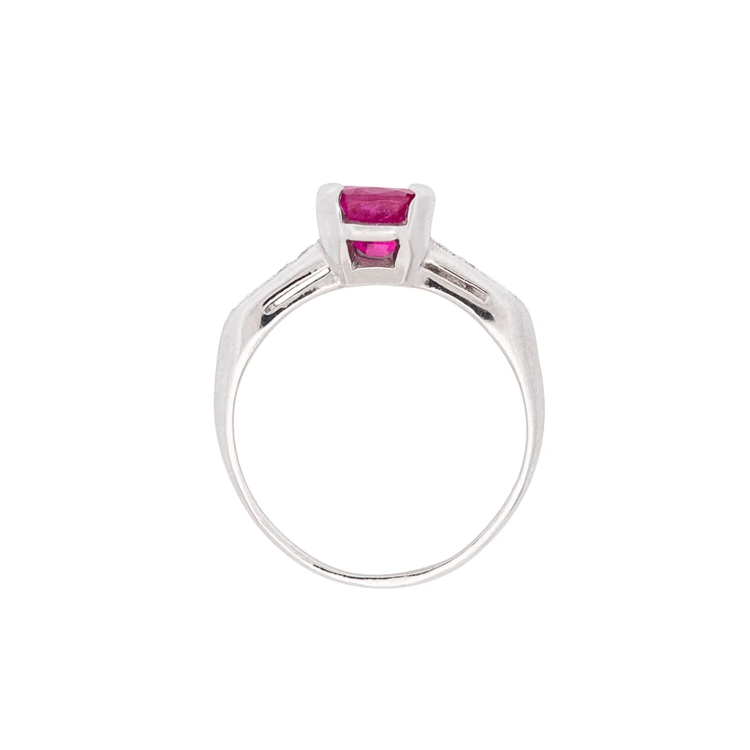 Estate Platinum Pink Sapphire + Diamond Engagement Ring 1.53ctw - Image 4