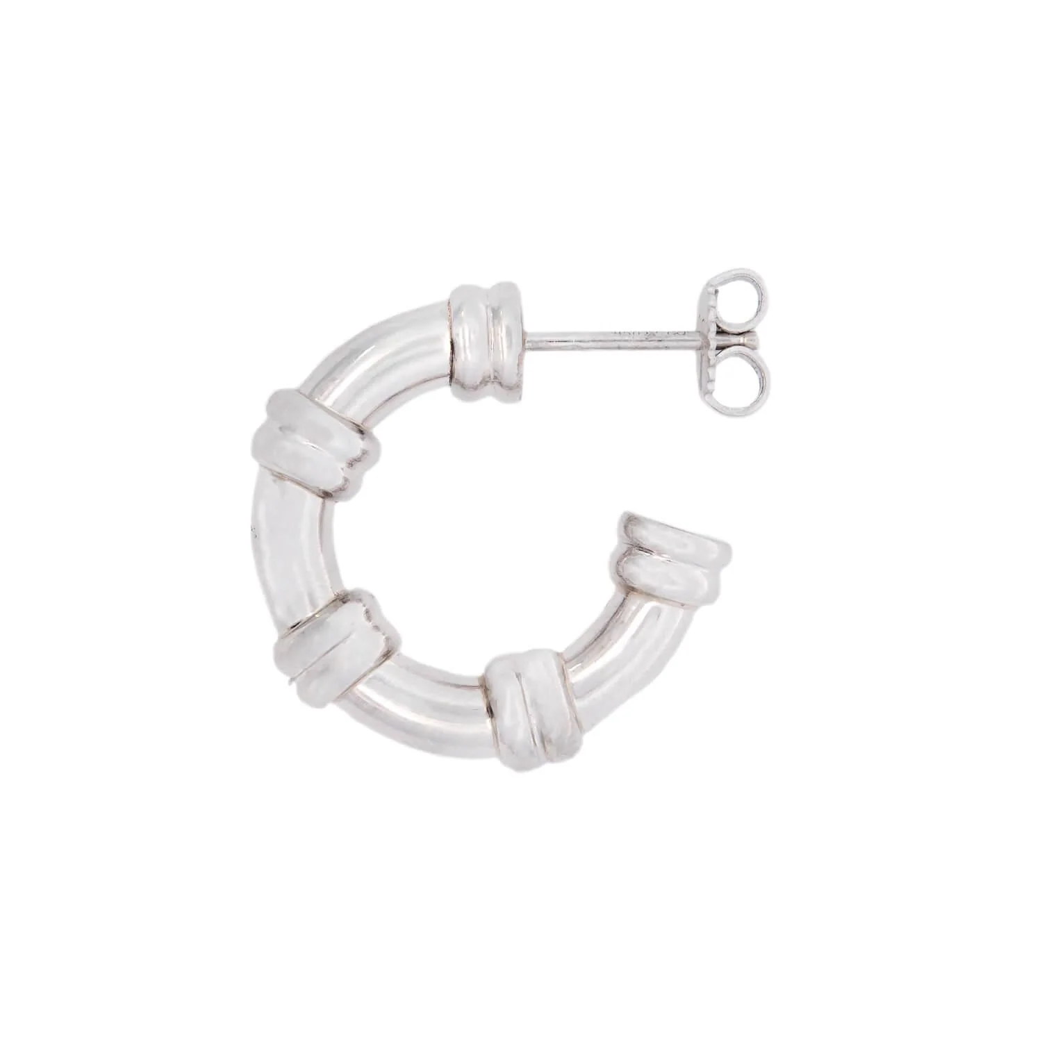 Estate Platinum Ribbed Hoops - Image 2