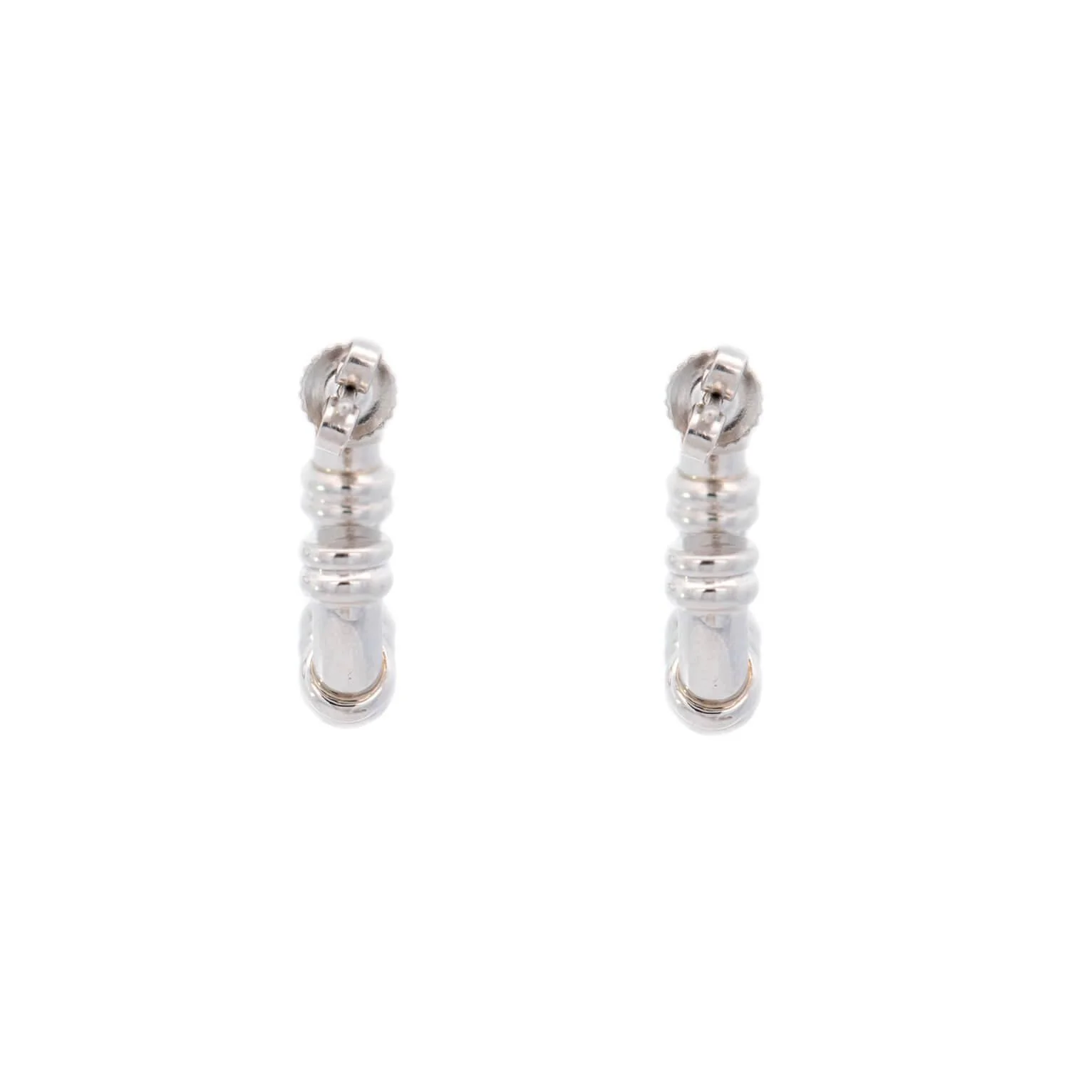 Estate Platinum Ribbed Hoops - Image 3