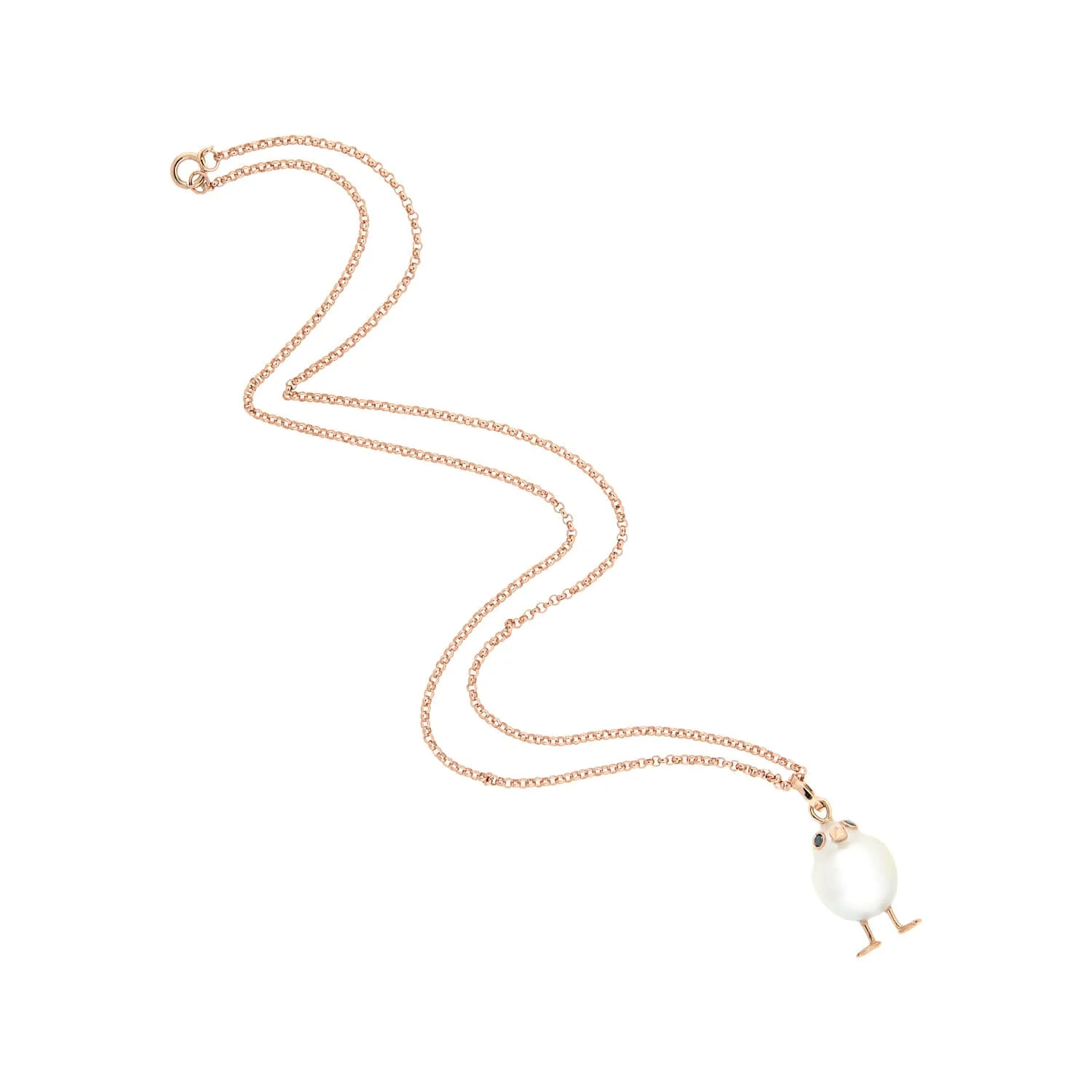 Estate South Sea Pearl Chicken Pendent w/14k Rose Gold Chain - Image 2