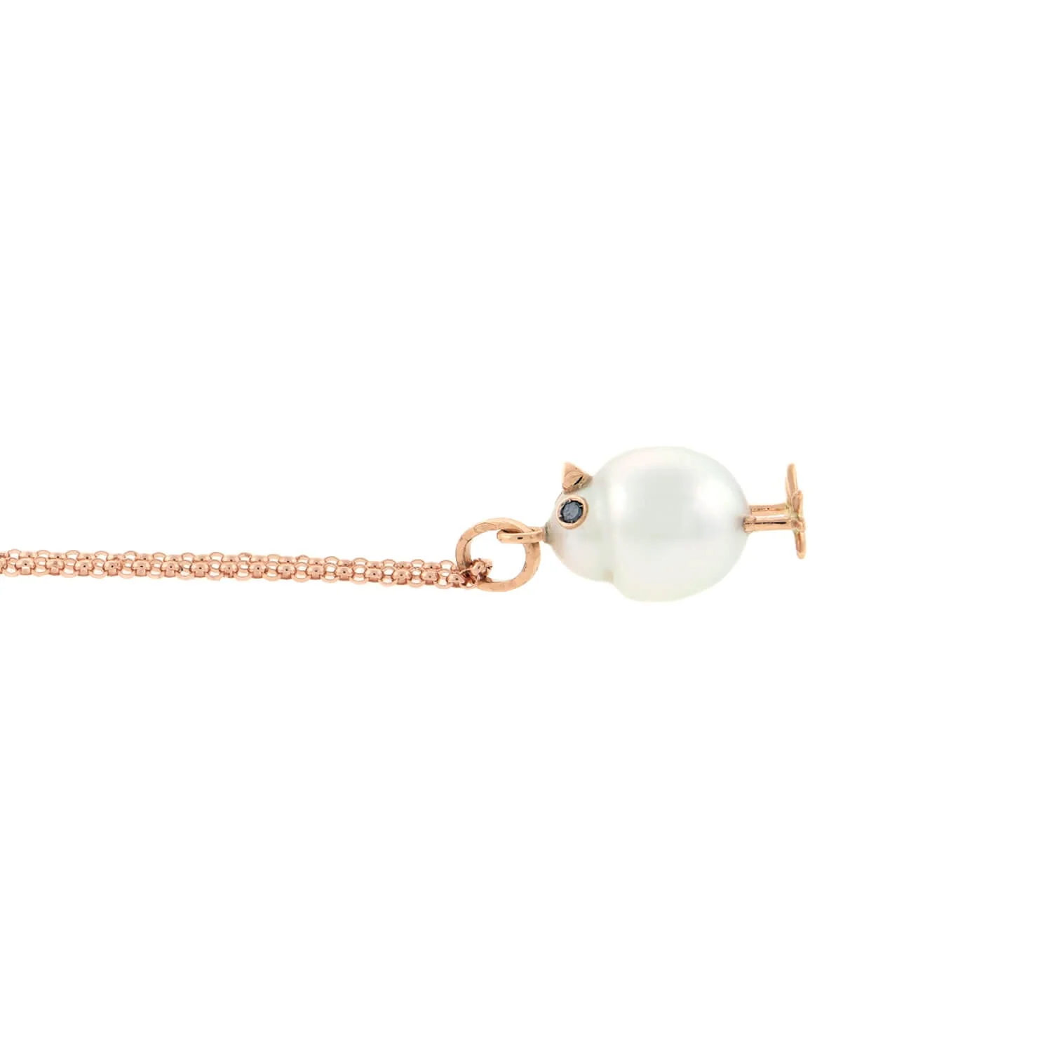 Estate South Sea Pearl Chicken Pendent w/14k Rose Gold Chain - Image 3