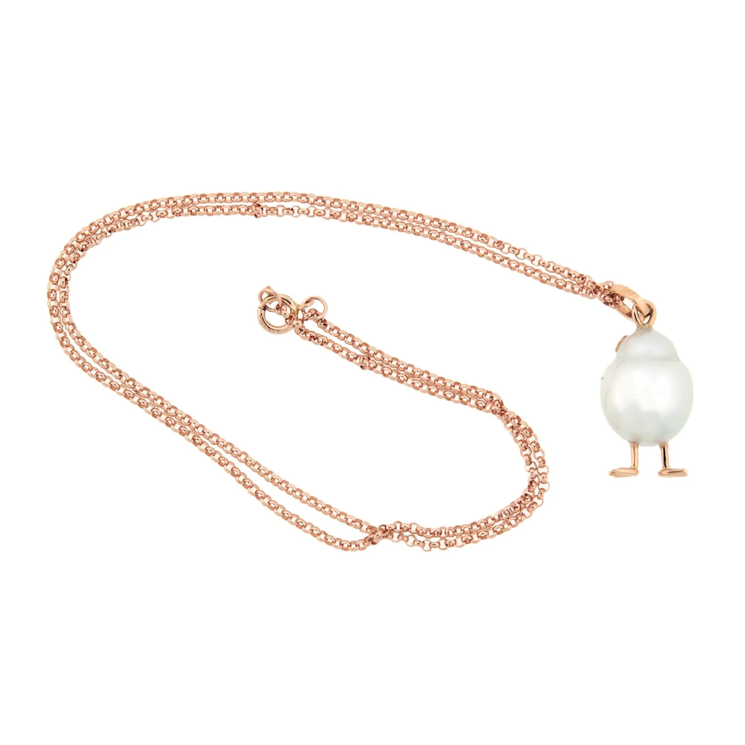 Estate South Sea Pearl Chicken Pendent w/14k Rose Gold Chain - Image 5