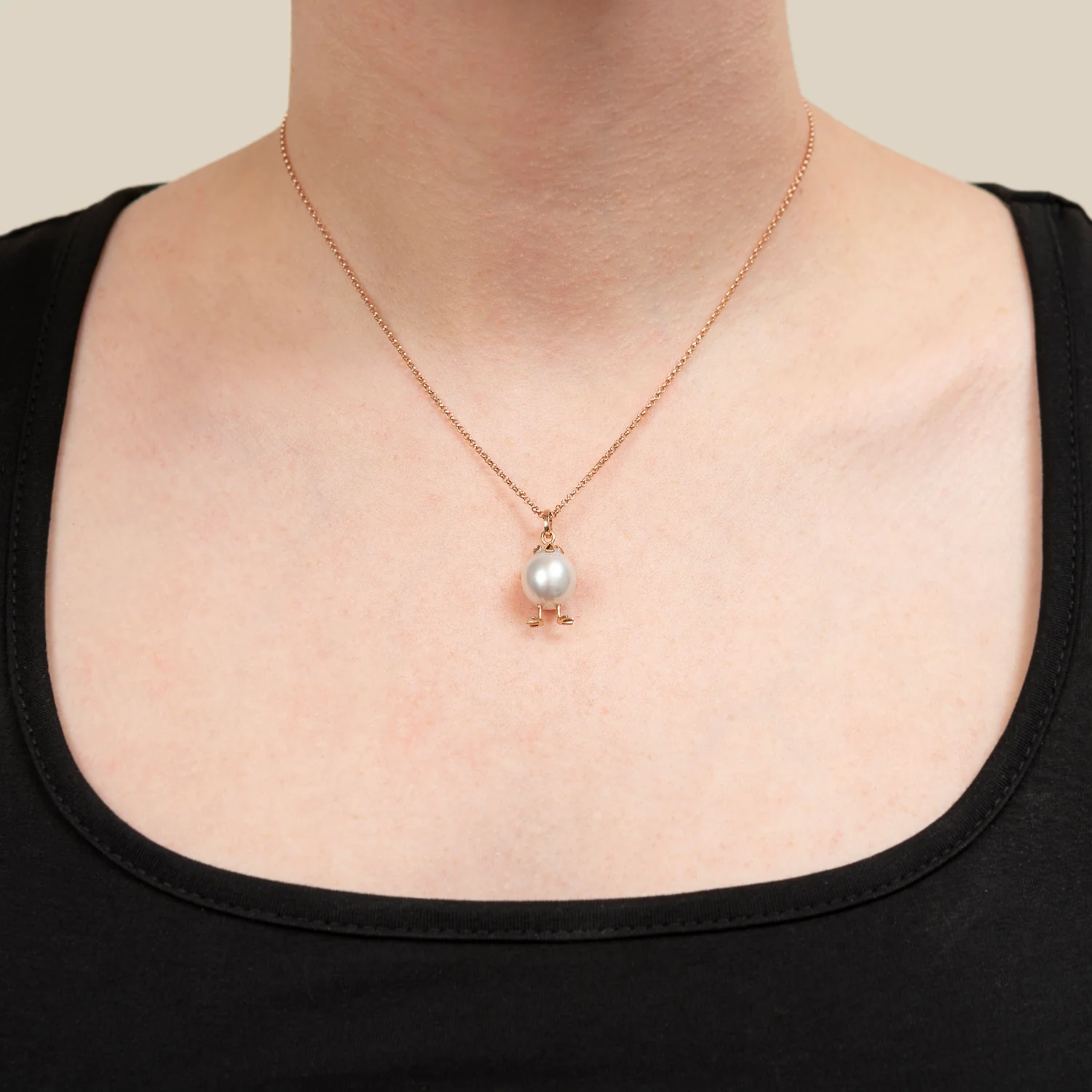 Estate South Sea Pearl Chicken Pendent w/14k Rose Gold Chain - Image 7