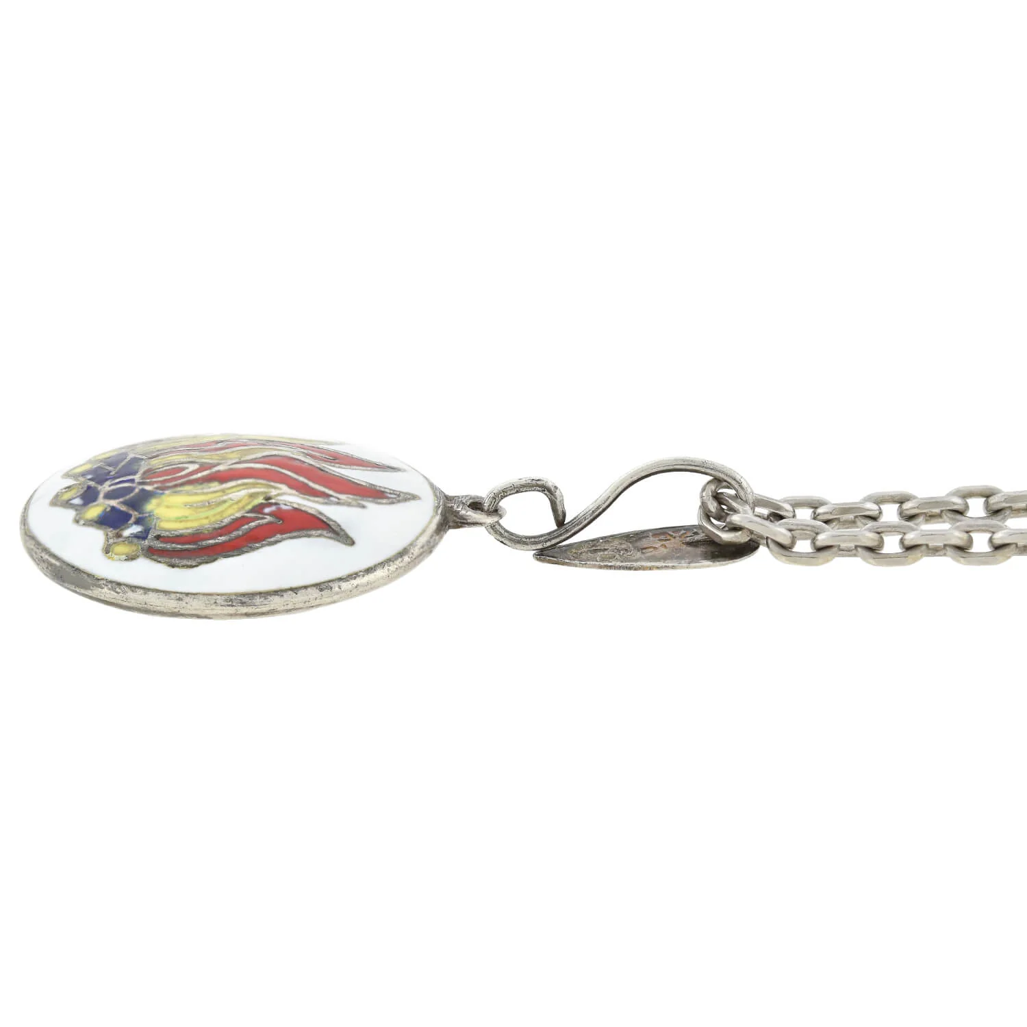 Vintage Sterling Enameled Aries + Fire Sign Double-Sided Pendant Necklace - Image 4